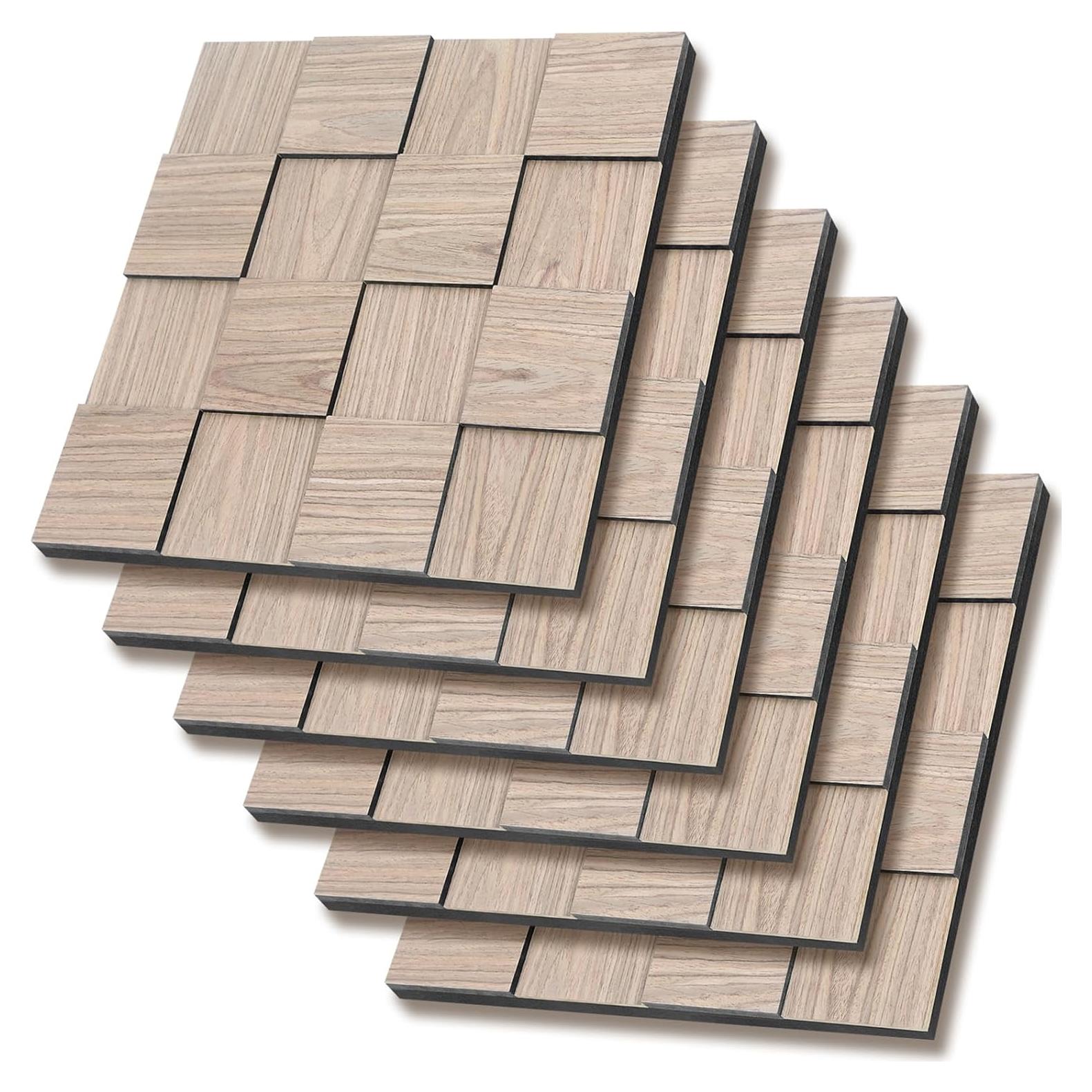 Paneles Acústicos 3D GreenClad Nogal - Paquete de 6 (40x40 cm)