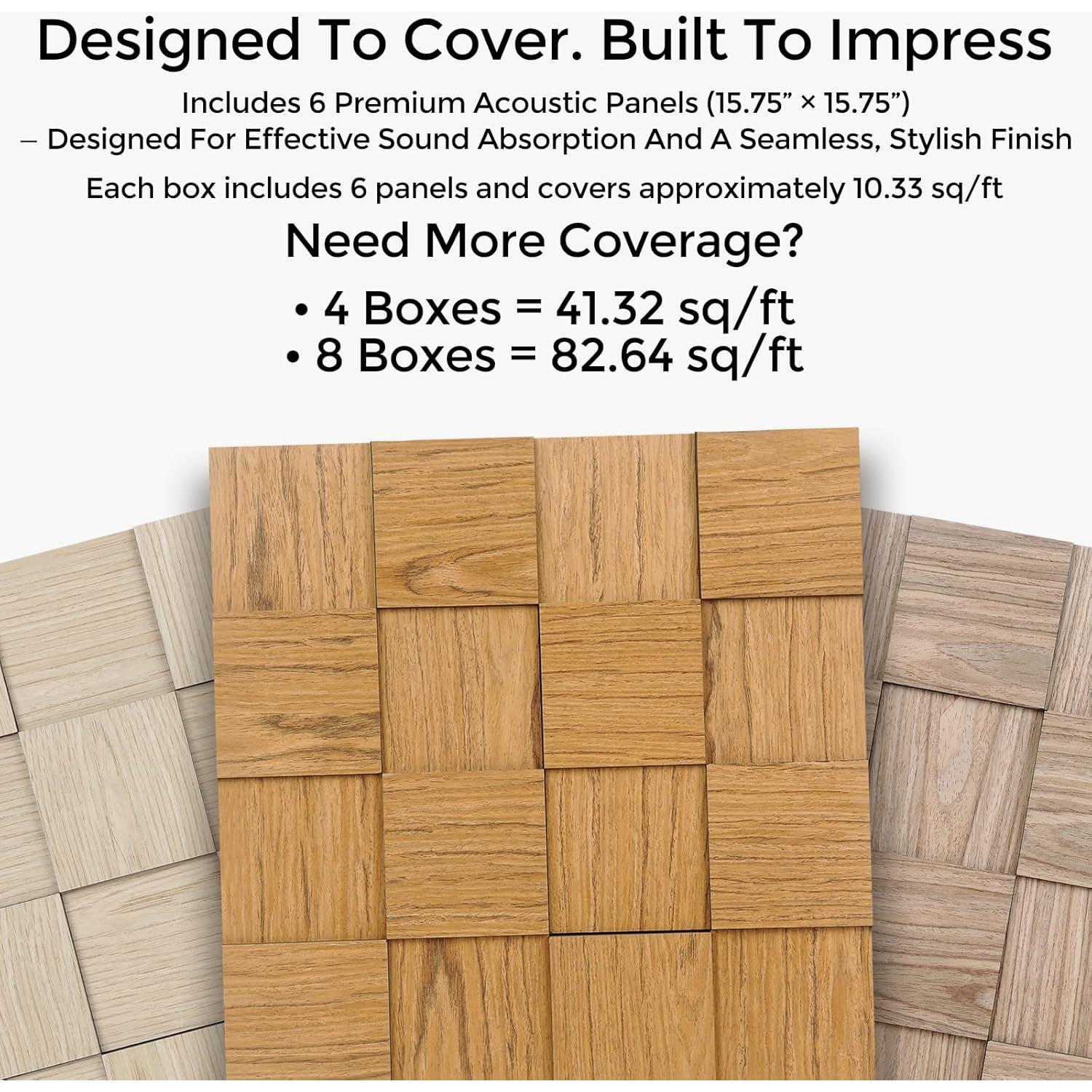 Paneles Acústicos 3D GreenClad Nogal - Paquete de 6 (40x40 cm)