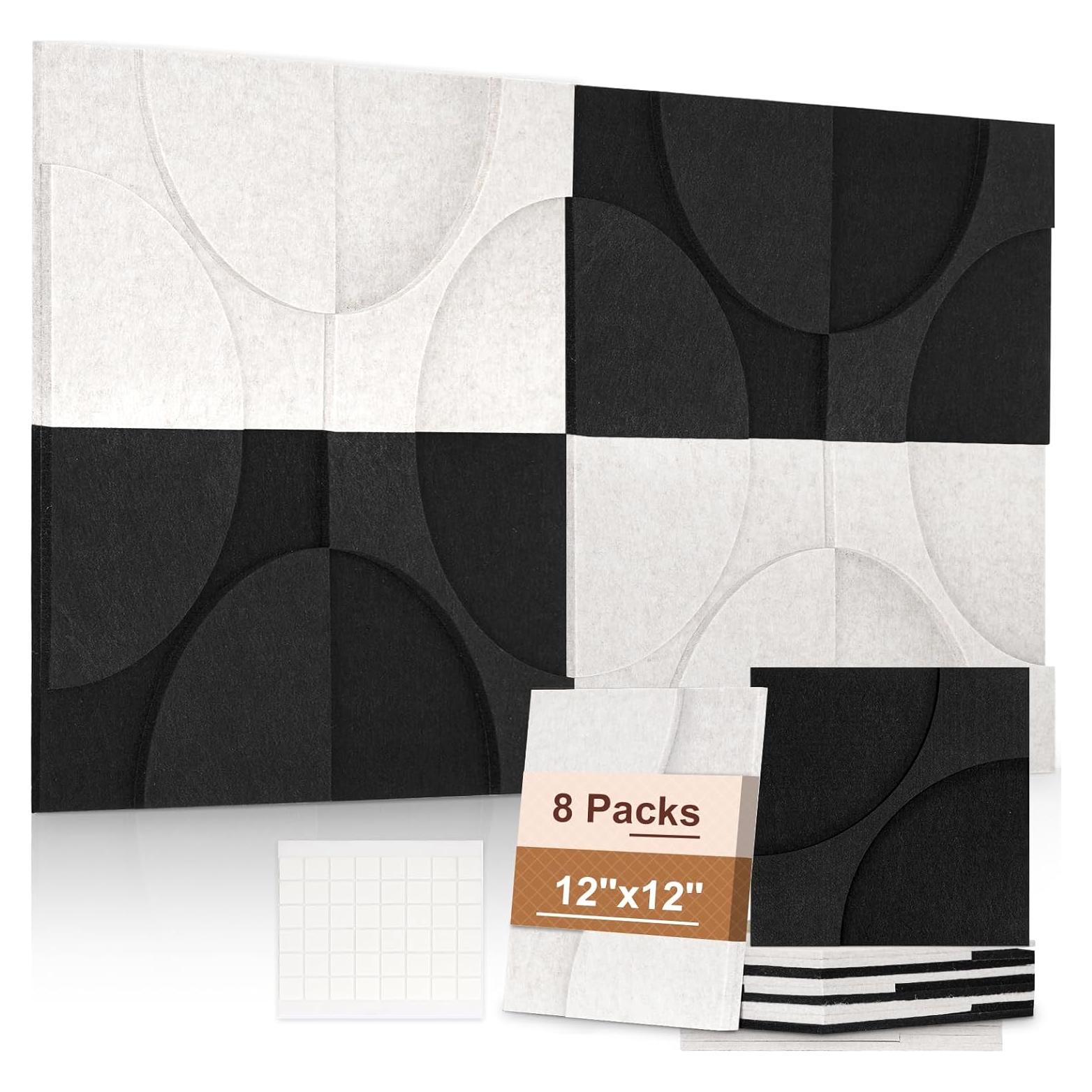 Paneles Acústicos Dollar Boss 8 Piezas 30.5x30.5cm Negro Beige