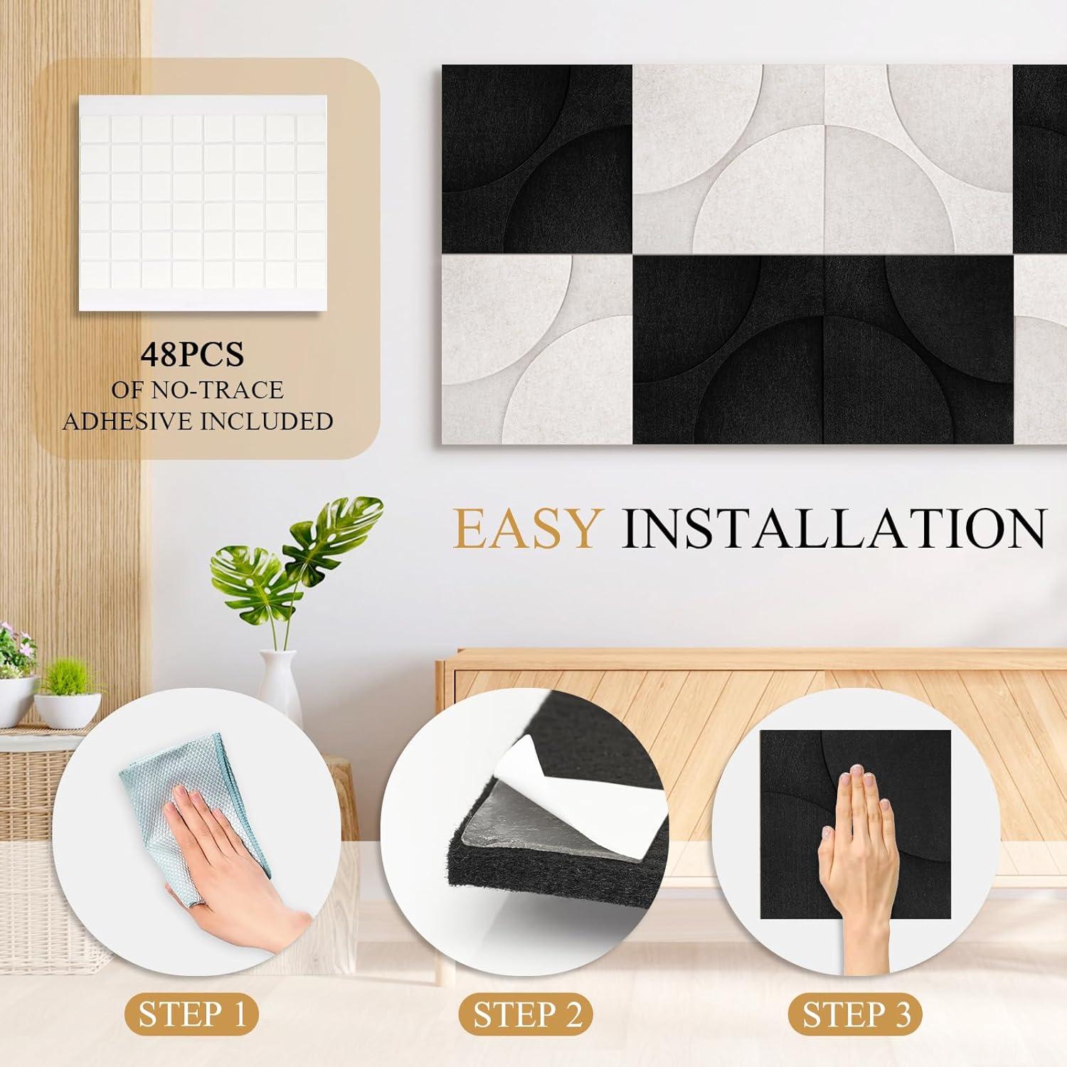 Paneles Acústicos Dollar Boss 8 Piezas 30.5x30.5cm Negro Beige