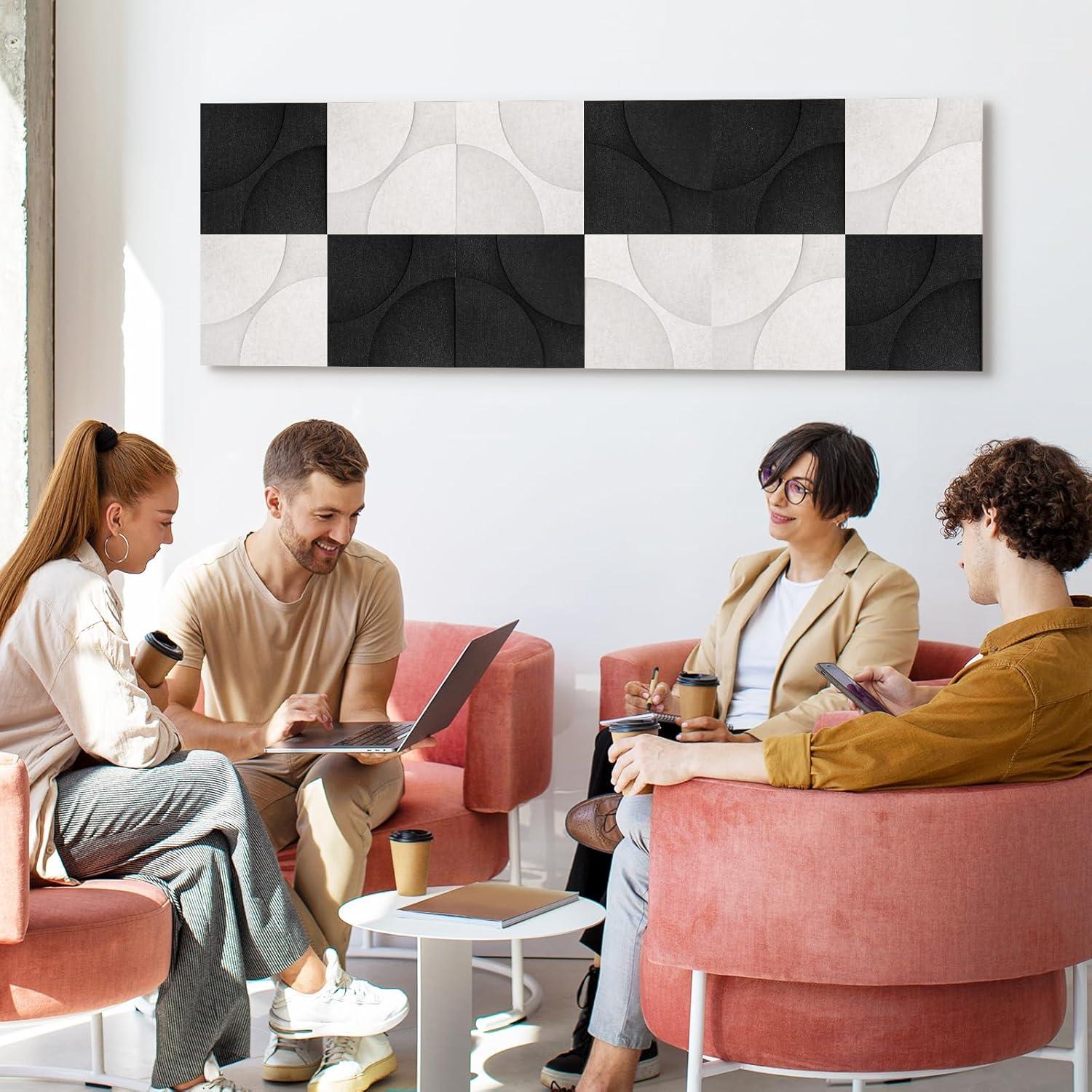 Paneles Acústicos Dollar Boss 8 Piezas 30.5x30.5cm Negro Beige