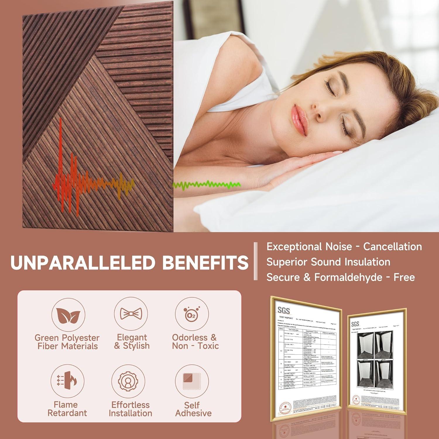 Paneles Acústicos TO-TH Sándalo Rojo 3D Autoadhesivos - 6 Pzas