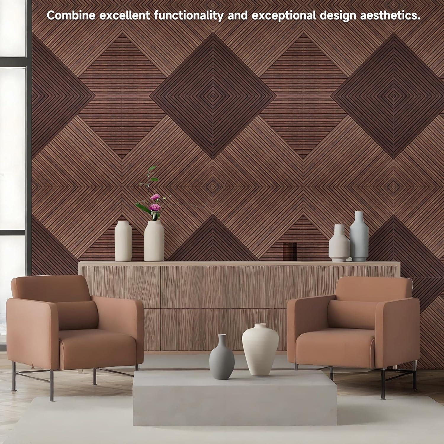 Paneles Acústicos TO-TH Sándalo Rojo 3D Autoadhesivos - 6 Pzas