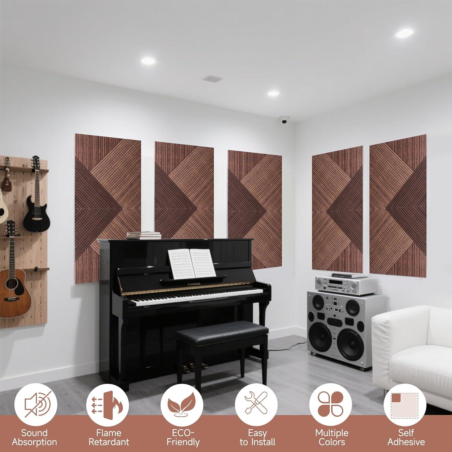 Paneles Acústicos TO-TH Sándalo Rojo 3D Autoadhesivos - 6 Pzas