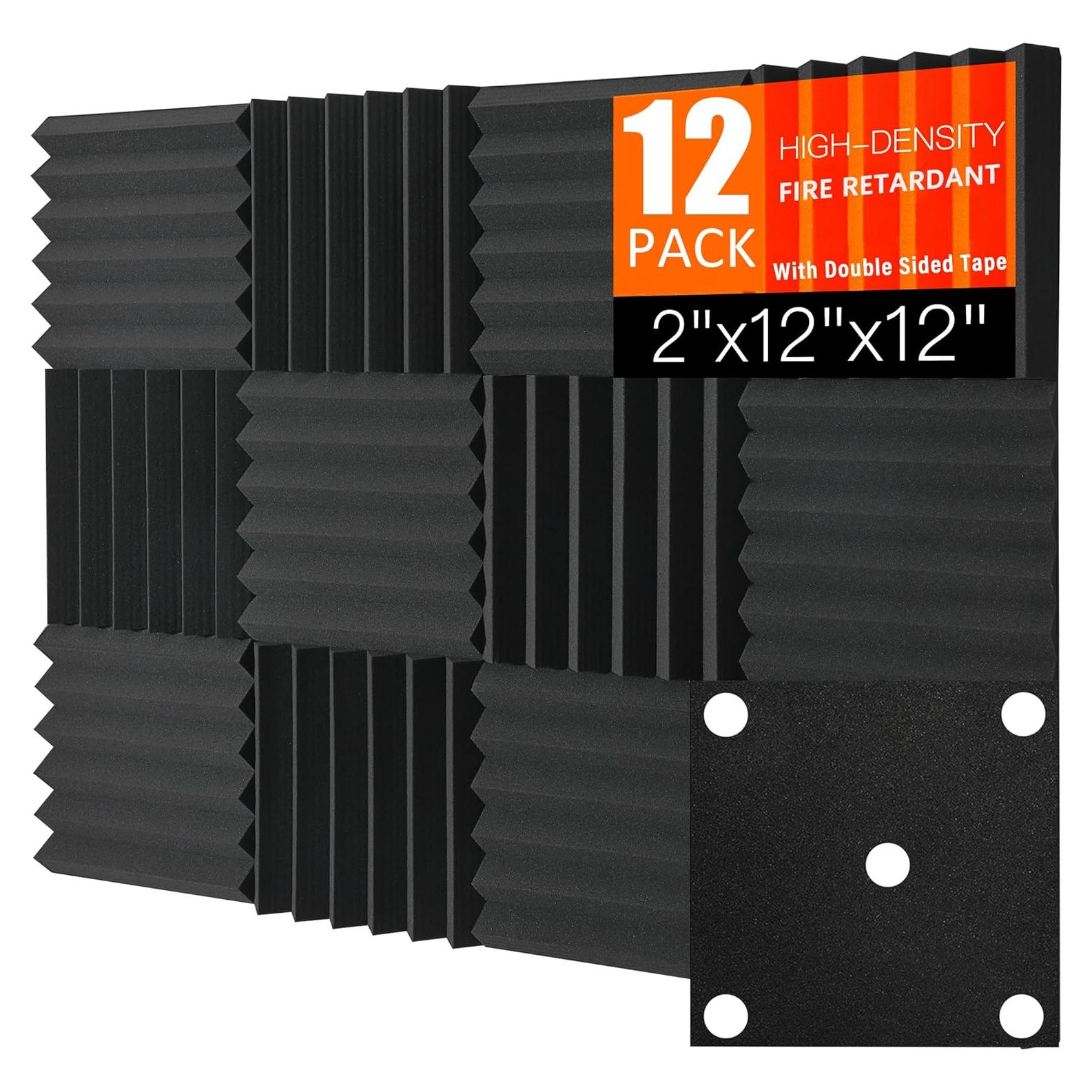 Paquete de 12 Paneles de Espuma Acústica 5cm x 30cm Aislantes Saiqiang