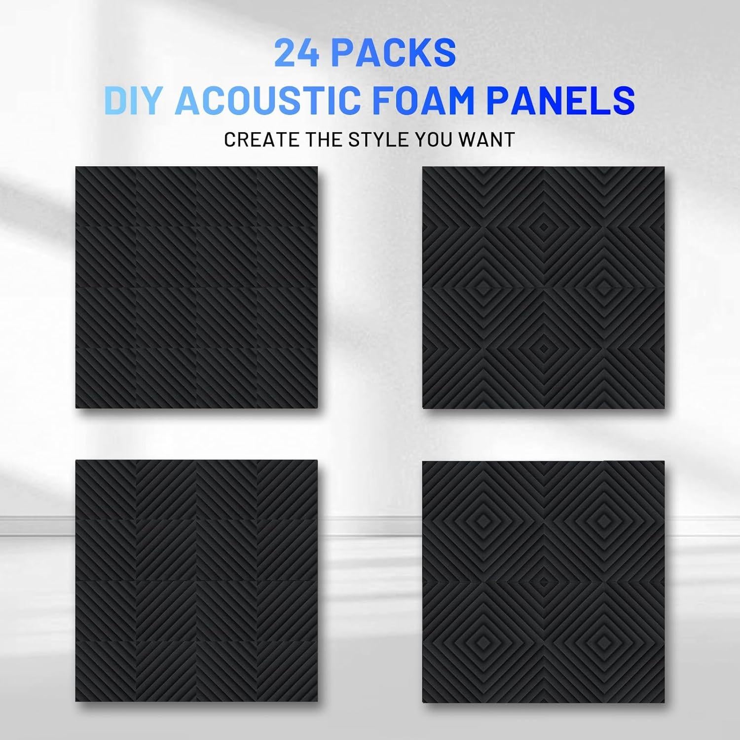 Focusound 24 Paneles de Espuma Acústica Aislantes de Sonido