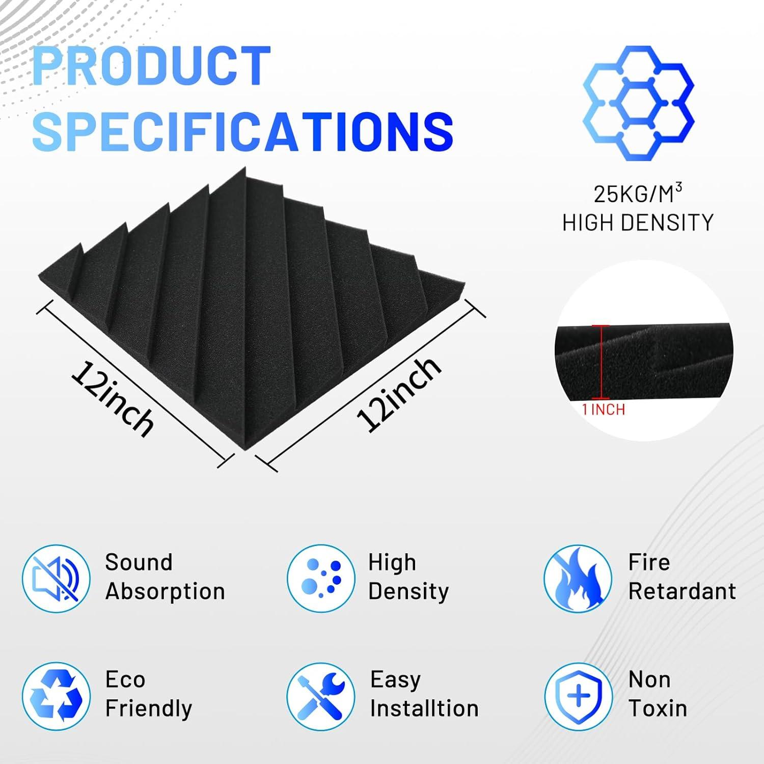 Focusound 24 Paneles de Espuma Acústica Aislantes de Sonido