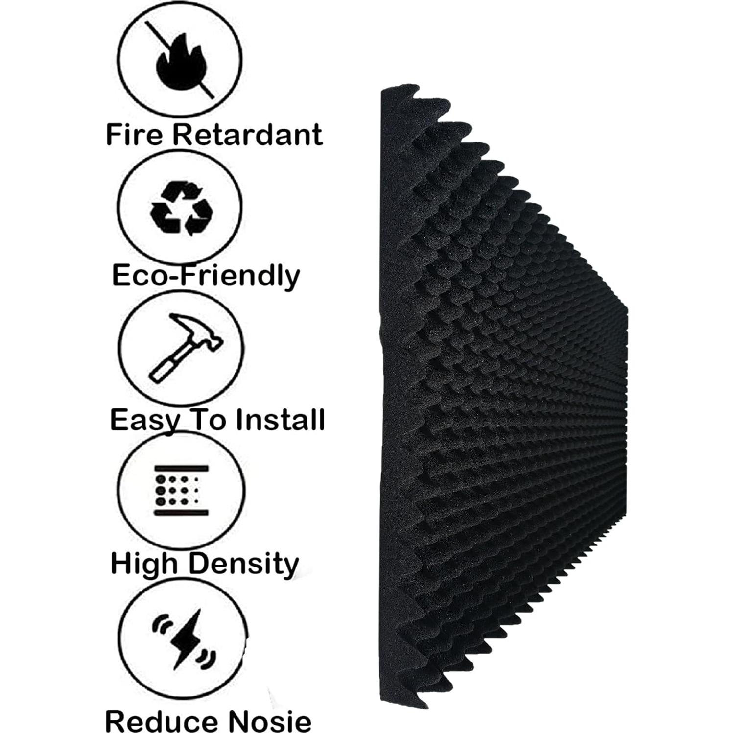 Paneles Acústicos de Espuma de Huevo WEN-JZT 121.9x60.9x5.1cm Negro