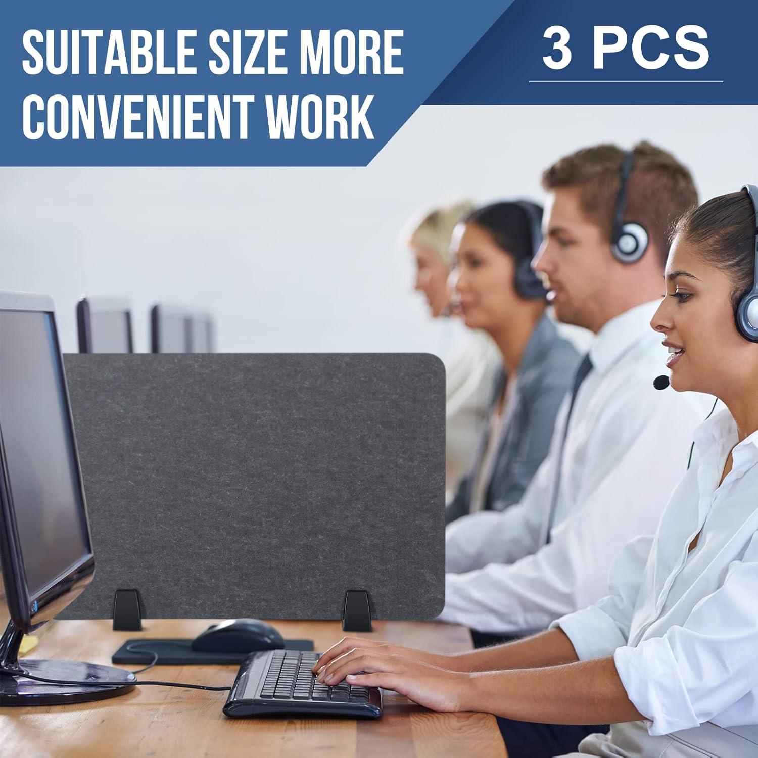 Divisores Acústicos de Escritorio Yaomiao 3 Pcs Gris 152.4x40.6cm