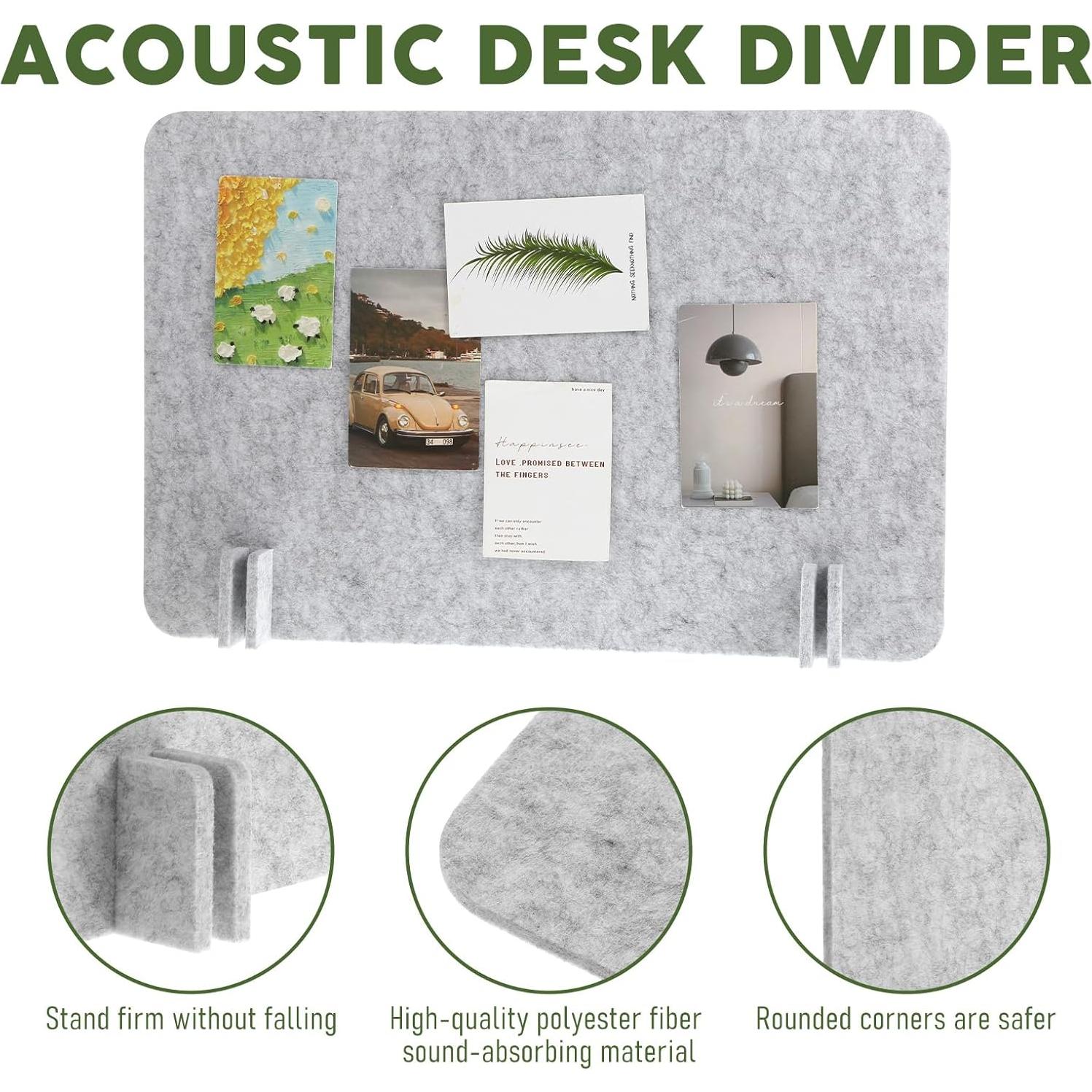 Panel de Privacidad Acústico BOHUIZ 2 Piezas 60x45cm Gris