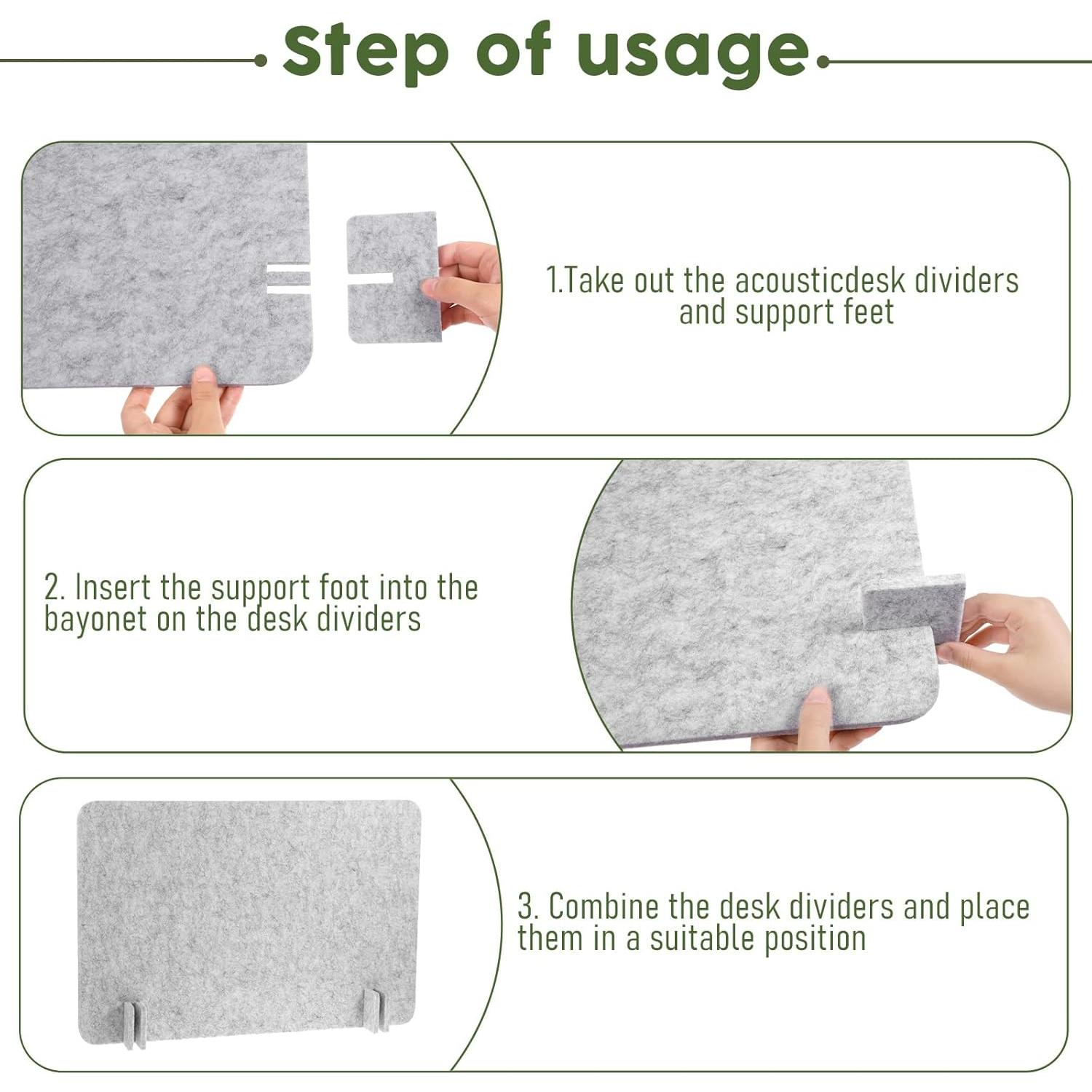 Panel de Privacidad Acústico BOHUIZ 2 Piezas 60x45cm Gris