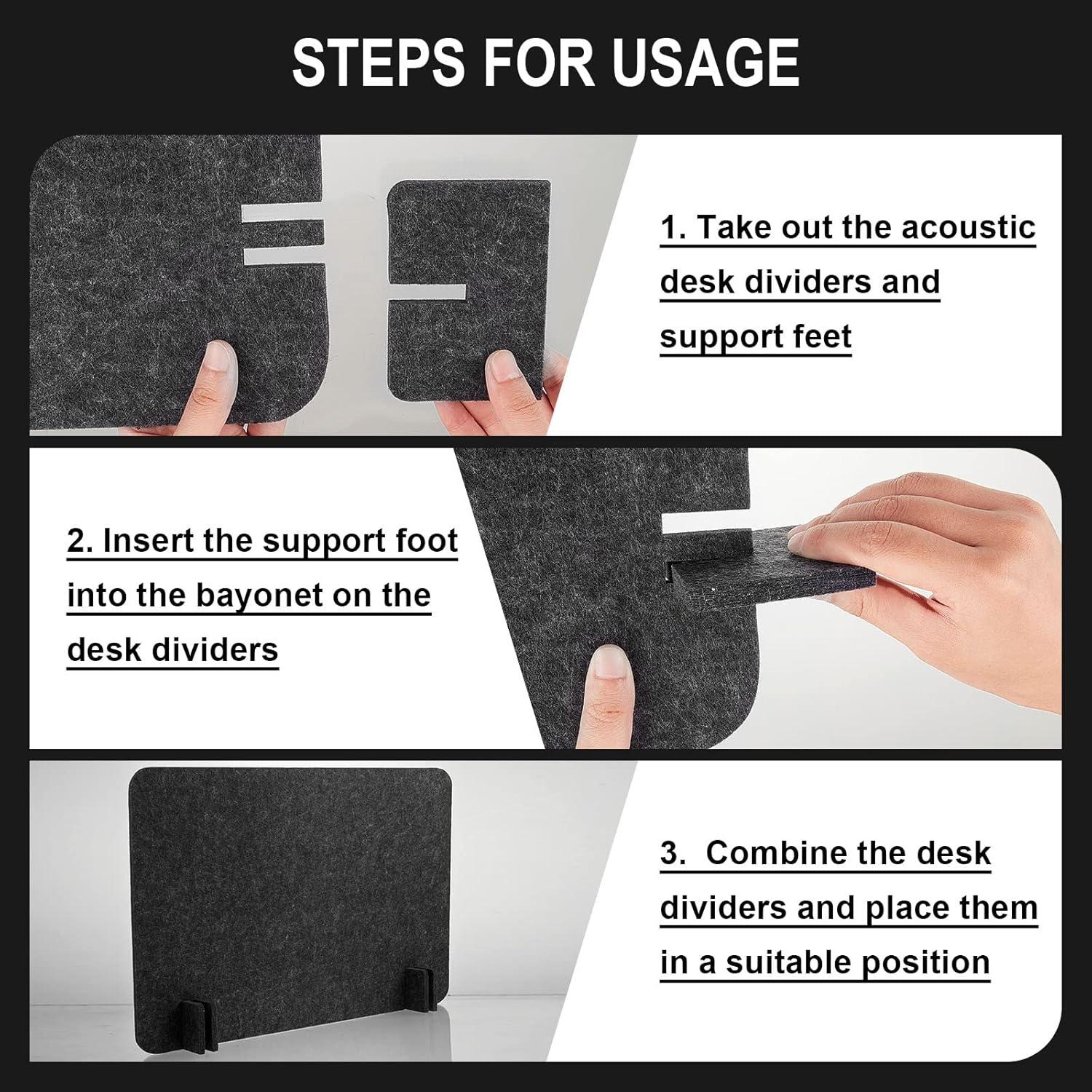 Divisores Acústicos de Escritorio Fabbay 4 Pcs 40x60 cm