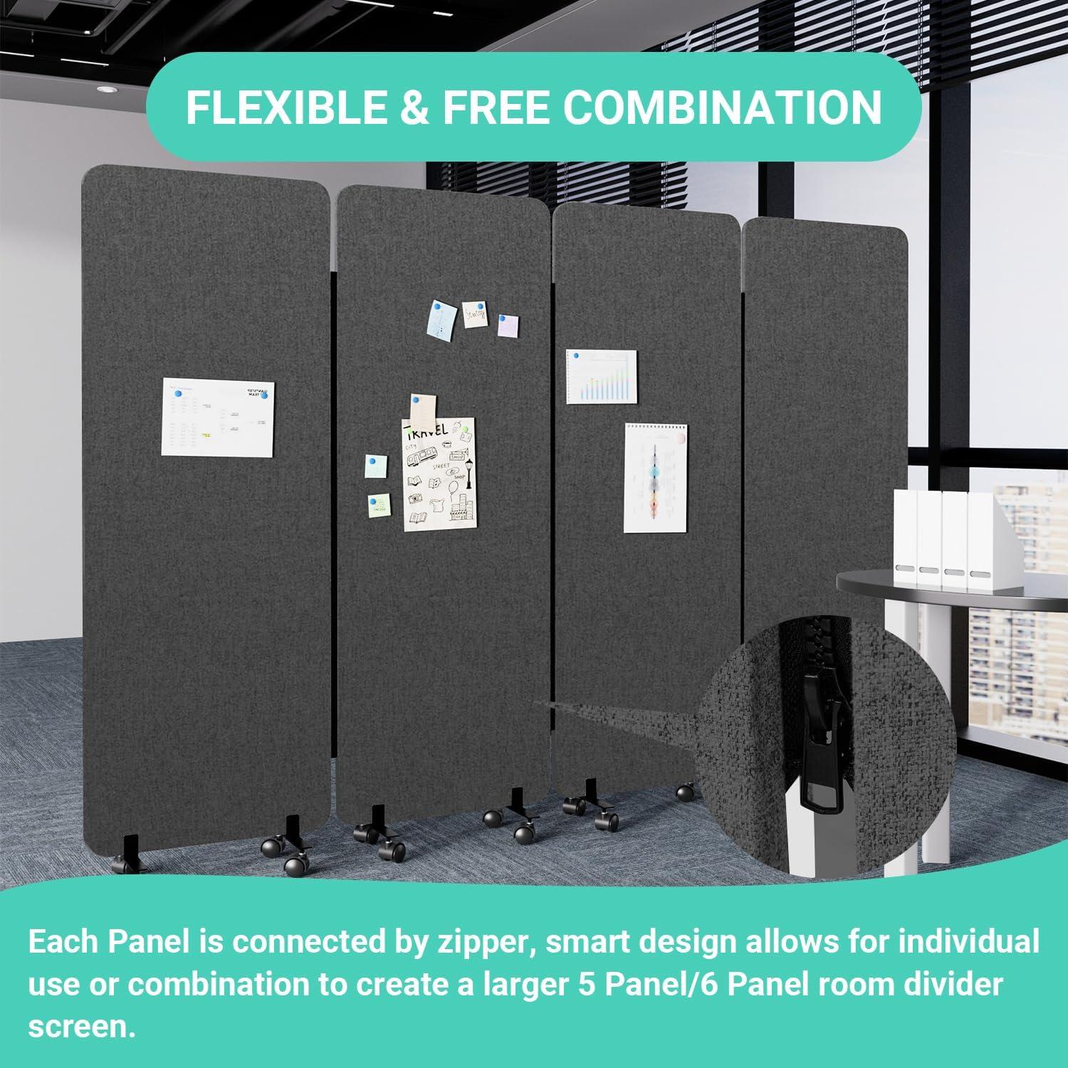 Divisor de habitación insonoro YASRKML 4 Paneles Gris Frío