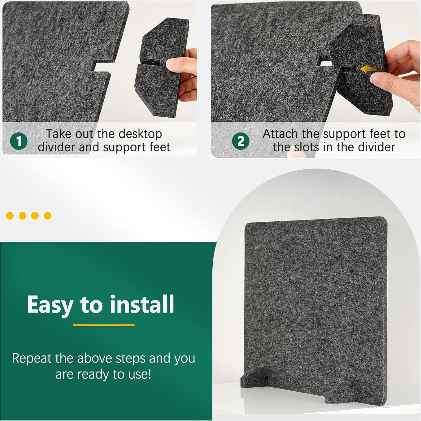 Divisores Acústicos de Escritorio DOLLAR BOSS 4PCS 61x51cm Gris