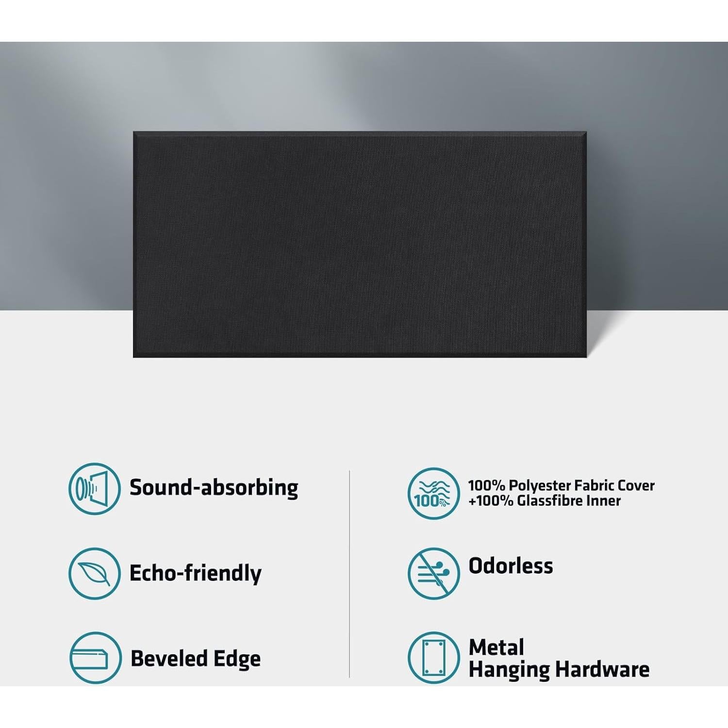 Paneles Acústicos de Fibra de Vidrio 120x60 cm Negro - 2 PCS