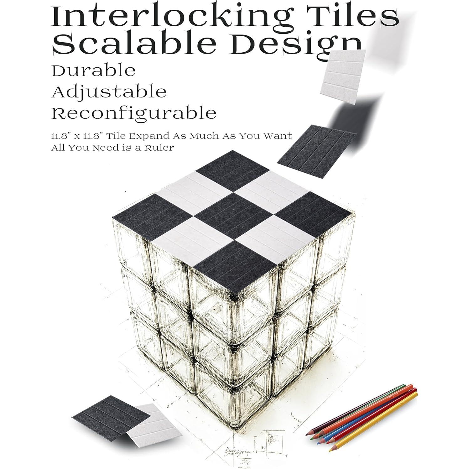 Paneles Acústicos Modulares PebblingQ 30x30 cm Fieltro 9 Piezas