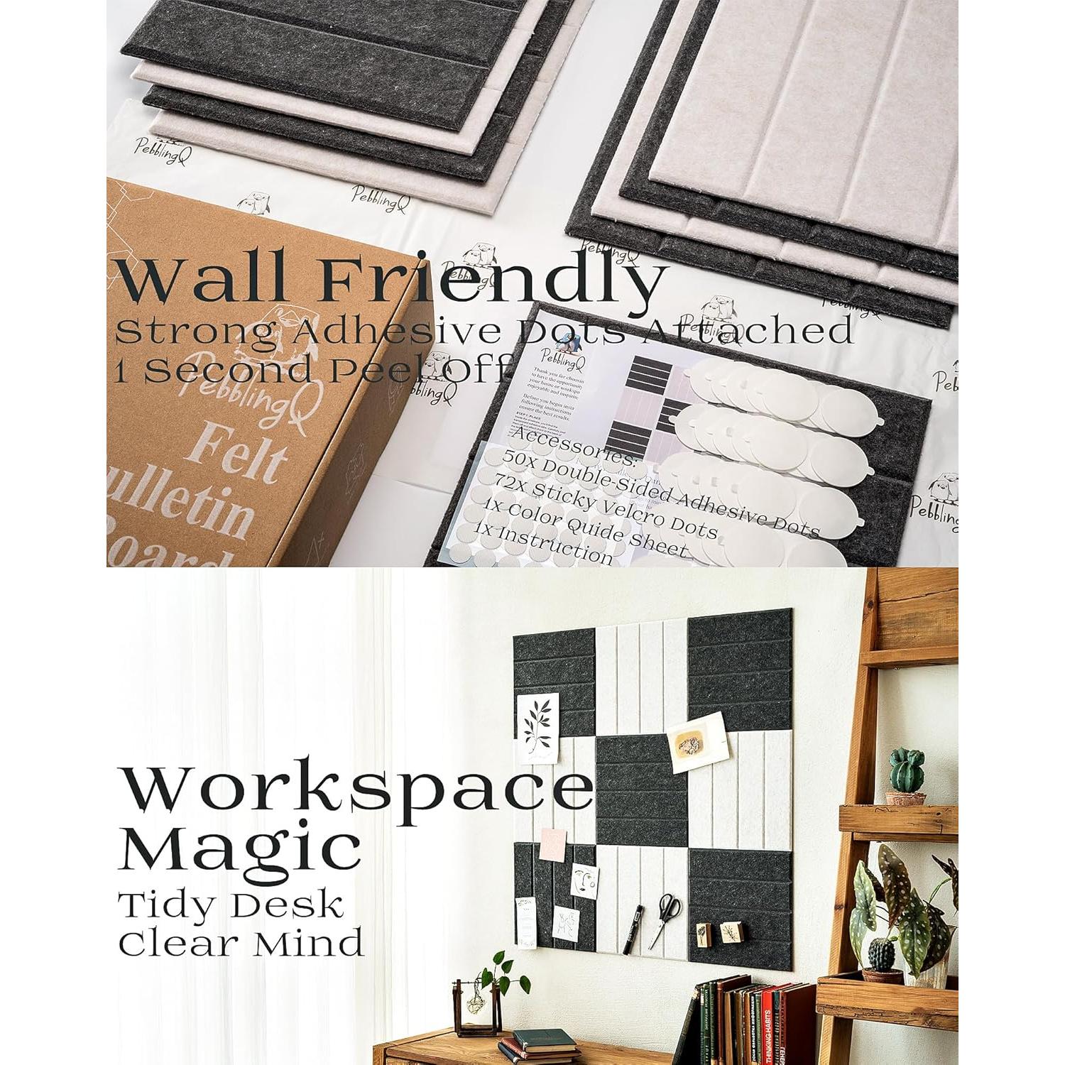 Paneles Acústicos Modulares PebblingQ 30x30 cm Fieltro 9 Piezas