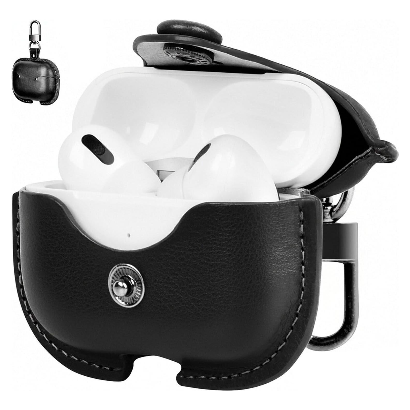 Funda de Cuero SURANBULI para AirPods 4 - Negro, Resistente