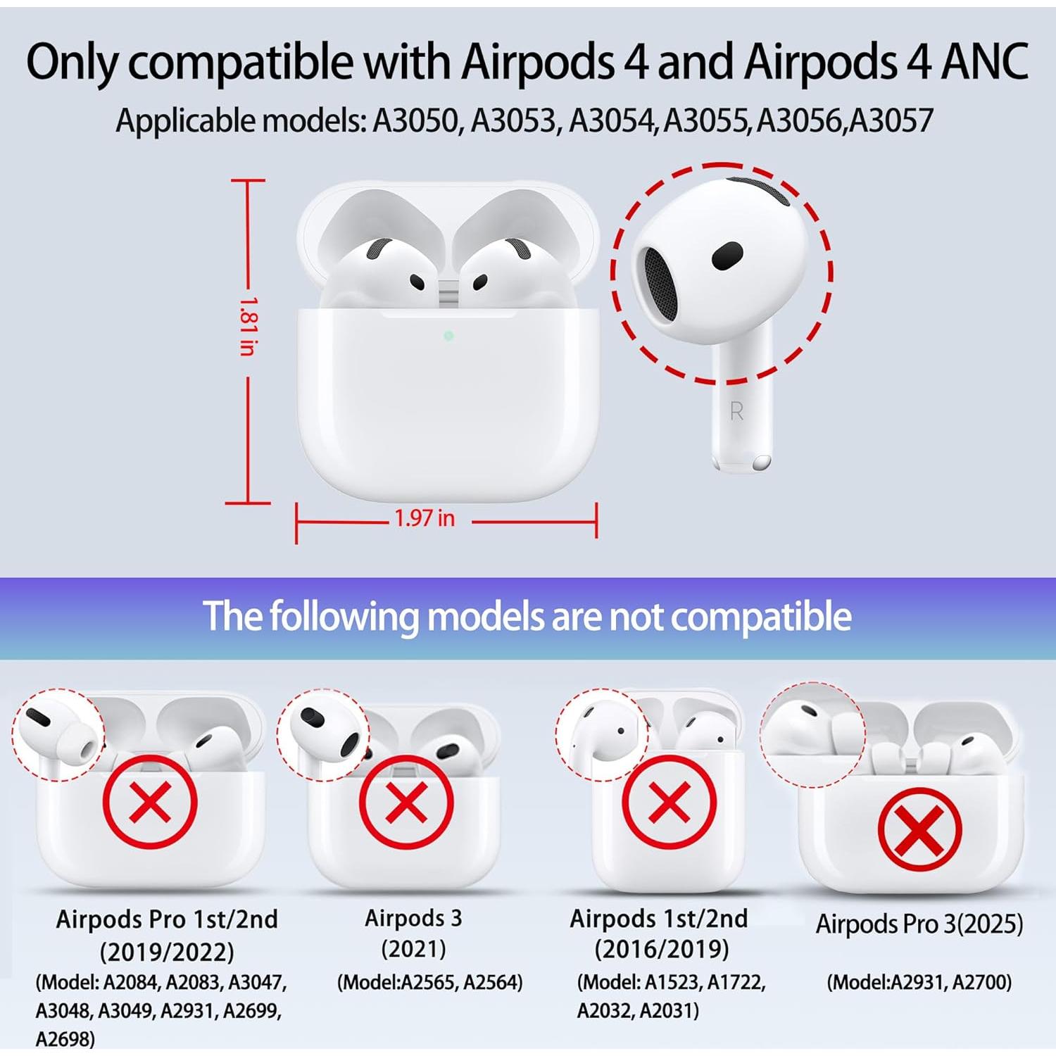 Funda de Cuero SURANBULI para AirPods 4 - Negro, Resistente