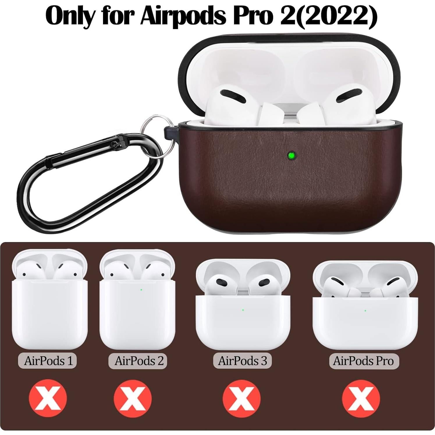 Funda de cuero V-MORO para Airpods Pro 2 - Marrón oscuro