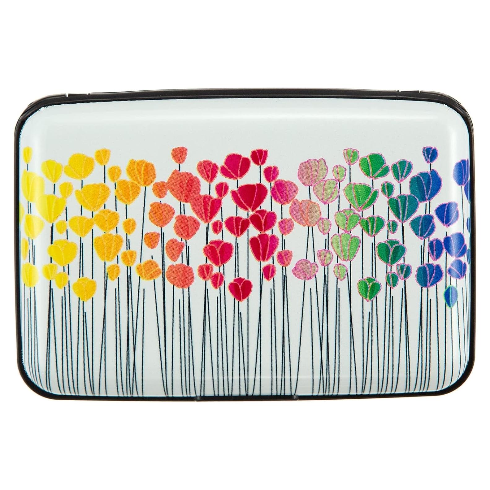 Portatarjetas RFID Kaabao Mini Slim Aluminio Flores Coloridas