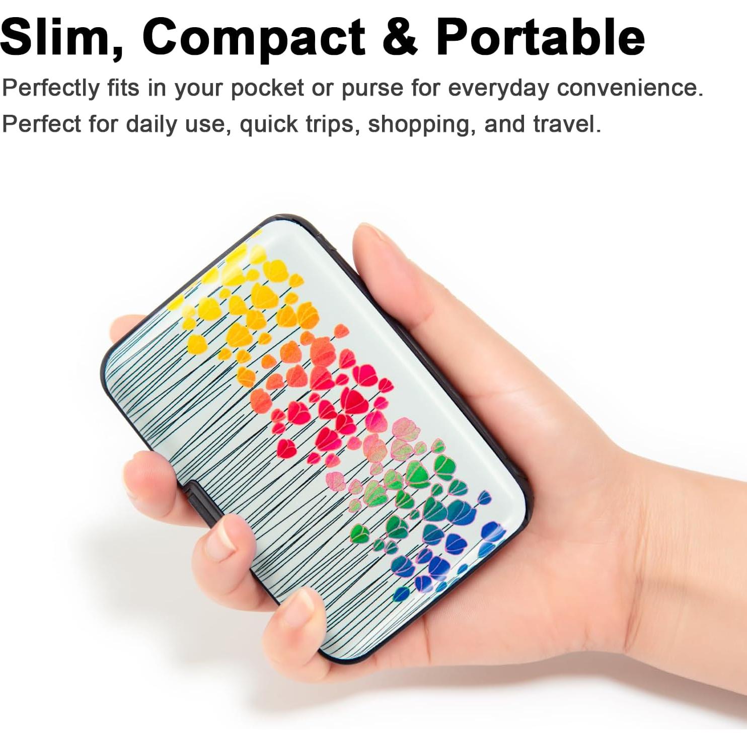 Portatarjetas RFID Kaabao Mini Slim Aluminio Flores Coloridas