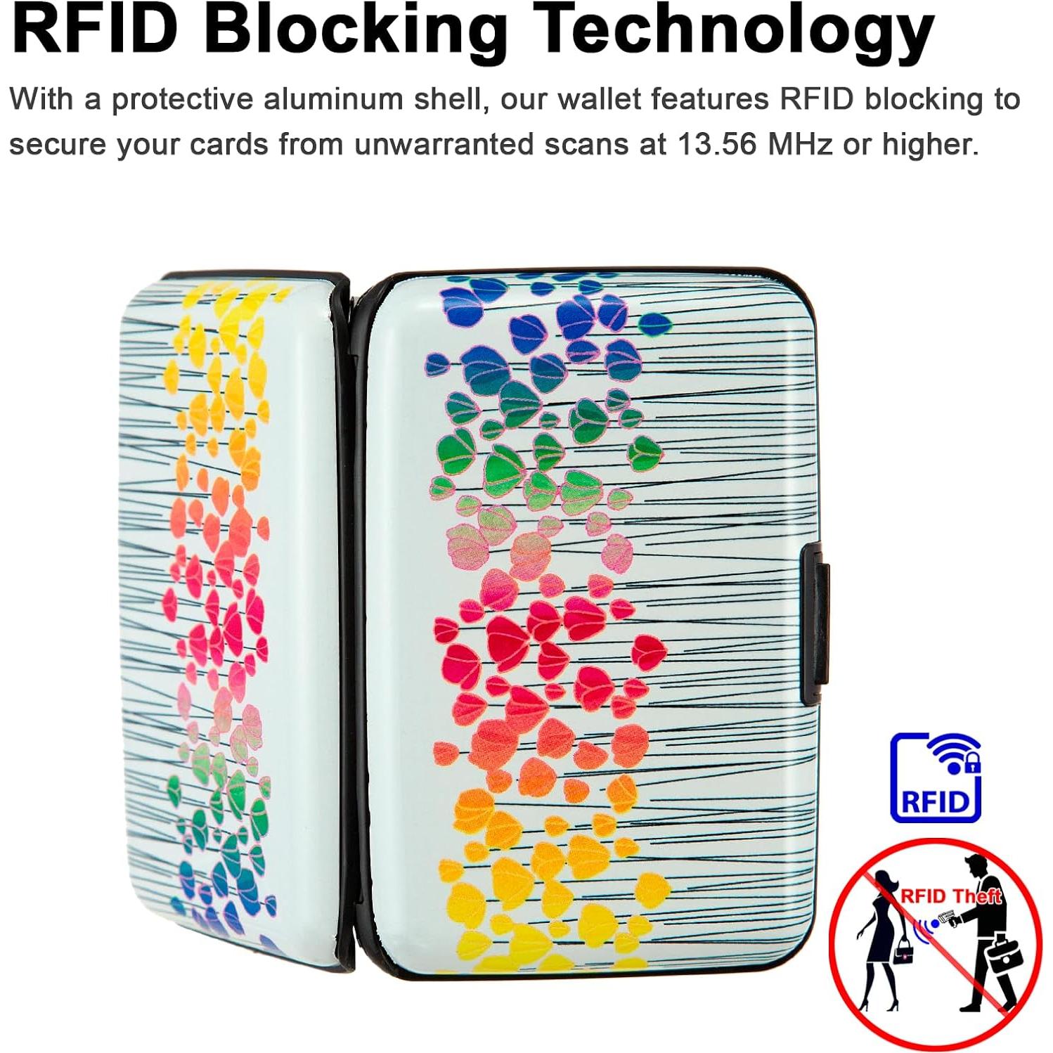 Portatarjetas RFID Kaabao Mini Slim Aluminio Flores Coloridas