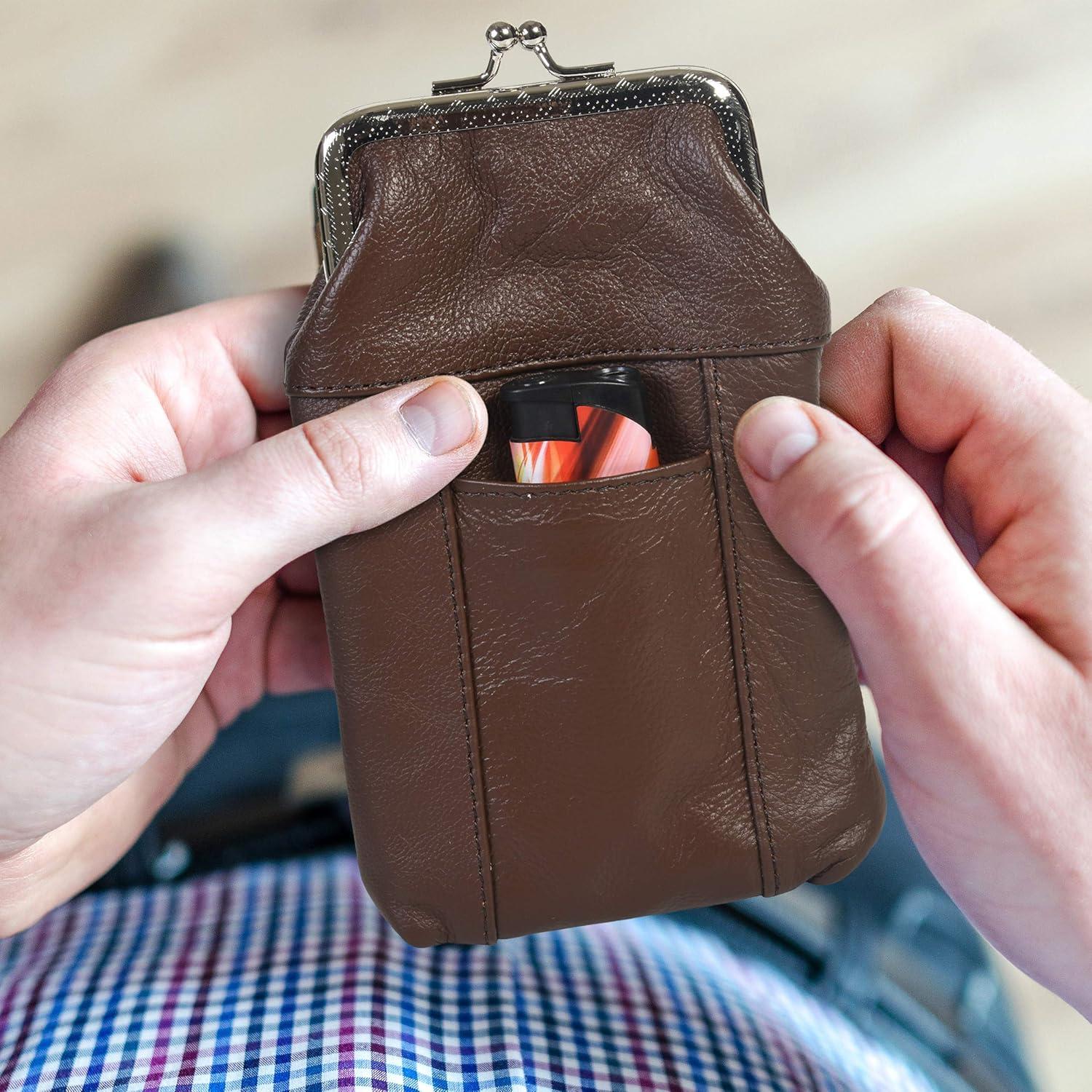 Funda de Cigarrillos de Cuero Leatherboss Marrón para 100's