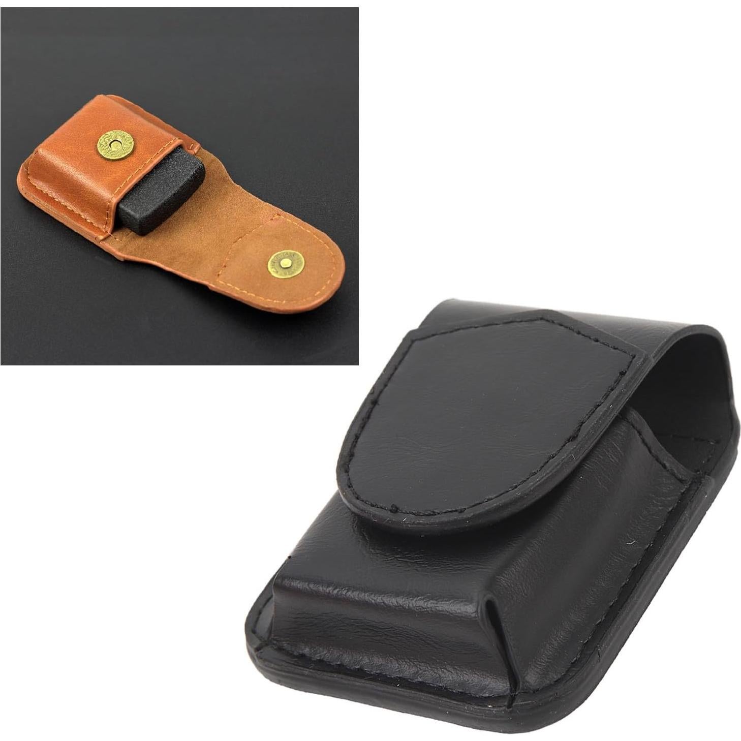 Funda de Cuero PU ASHATA para Encendedor - Negro, Portátil y Ligera