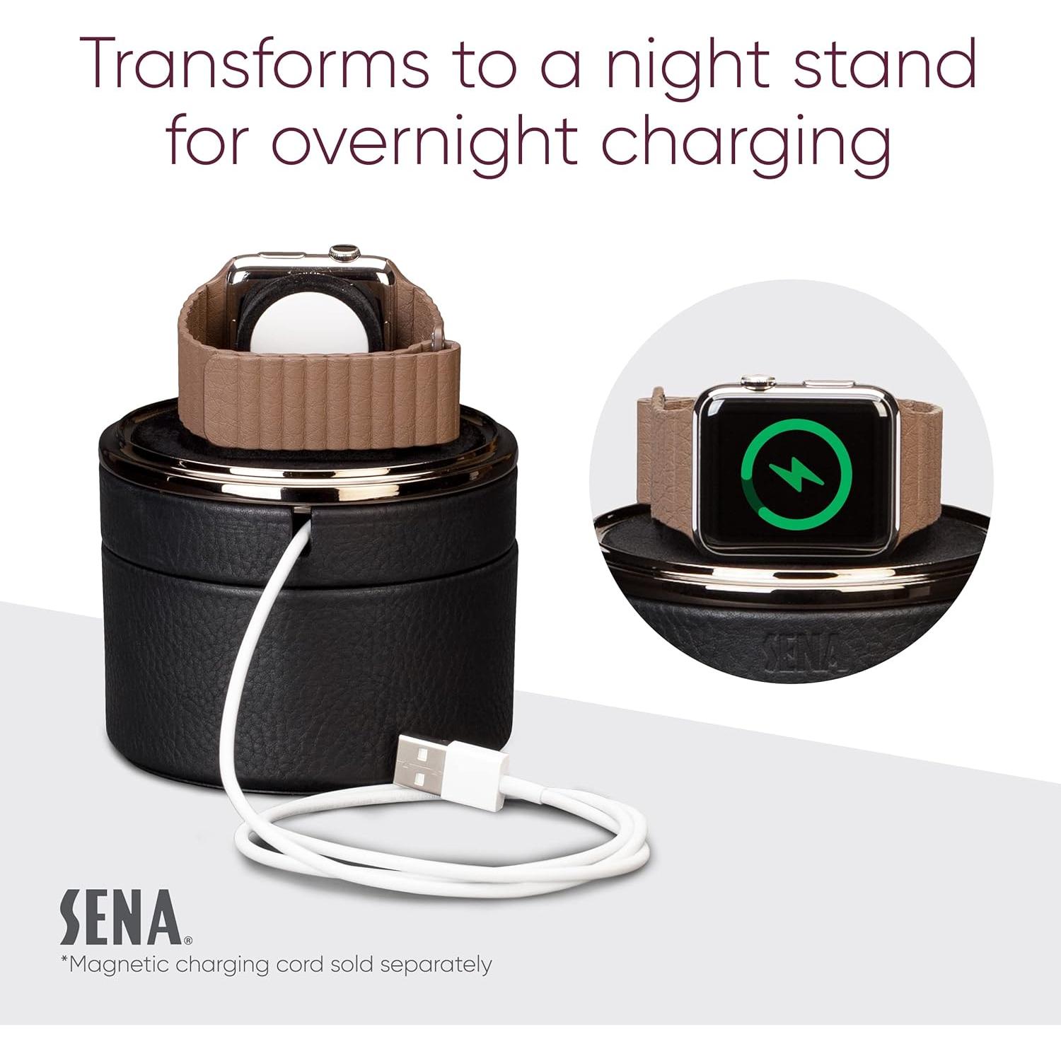 Funda de viaje de cuero SENA para Apple Watch Series 1-8 y SE