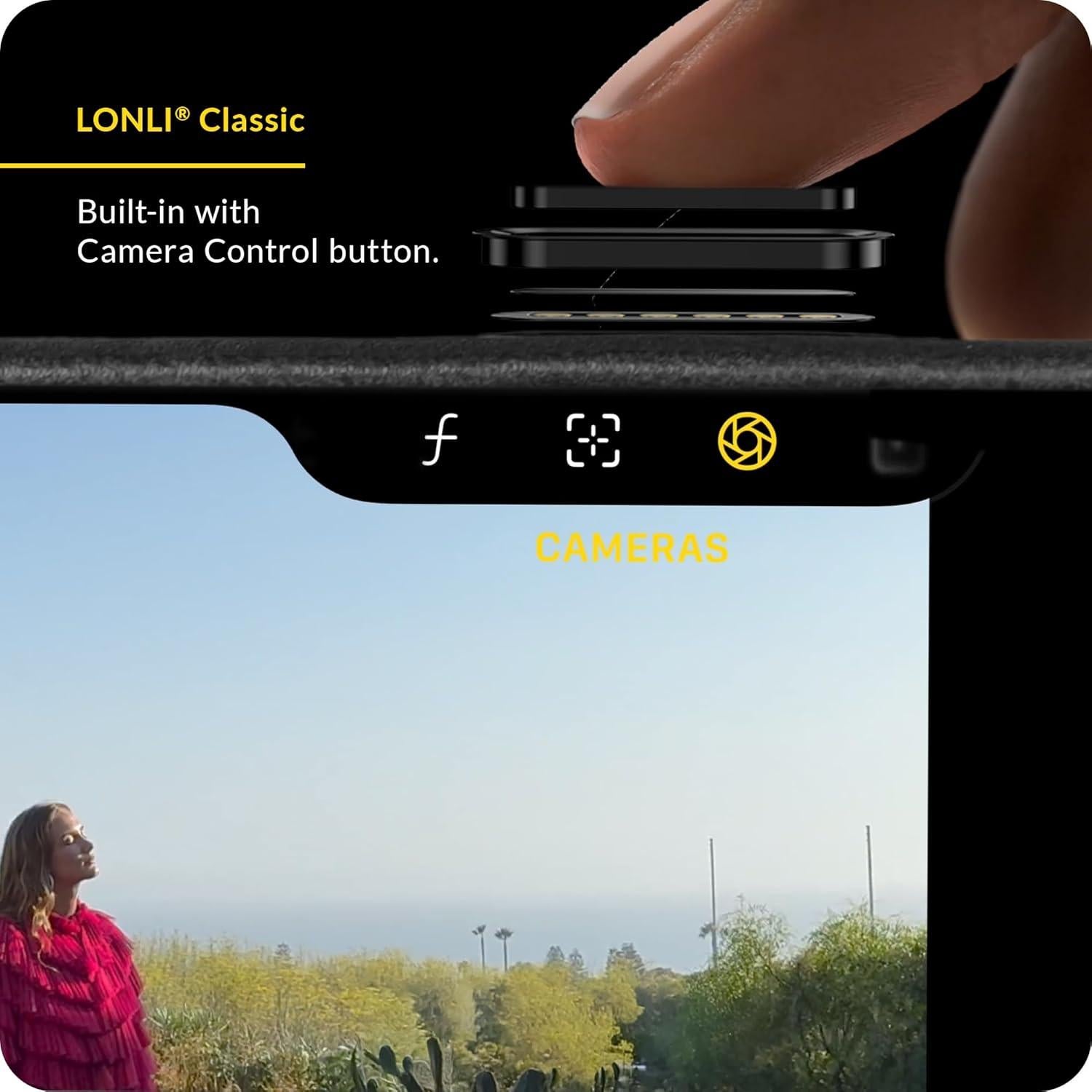 Funda de Cuero LONLI Clásico para iPhone 16 Pro - Negro