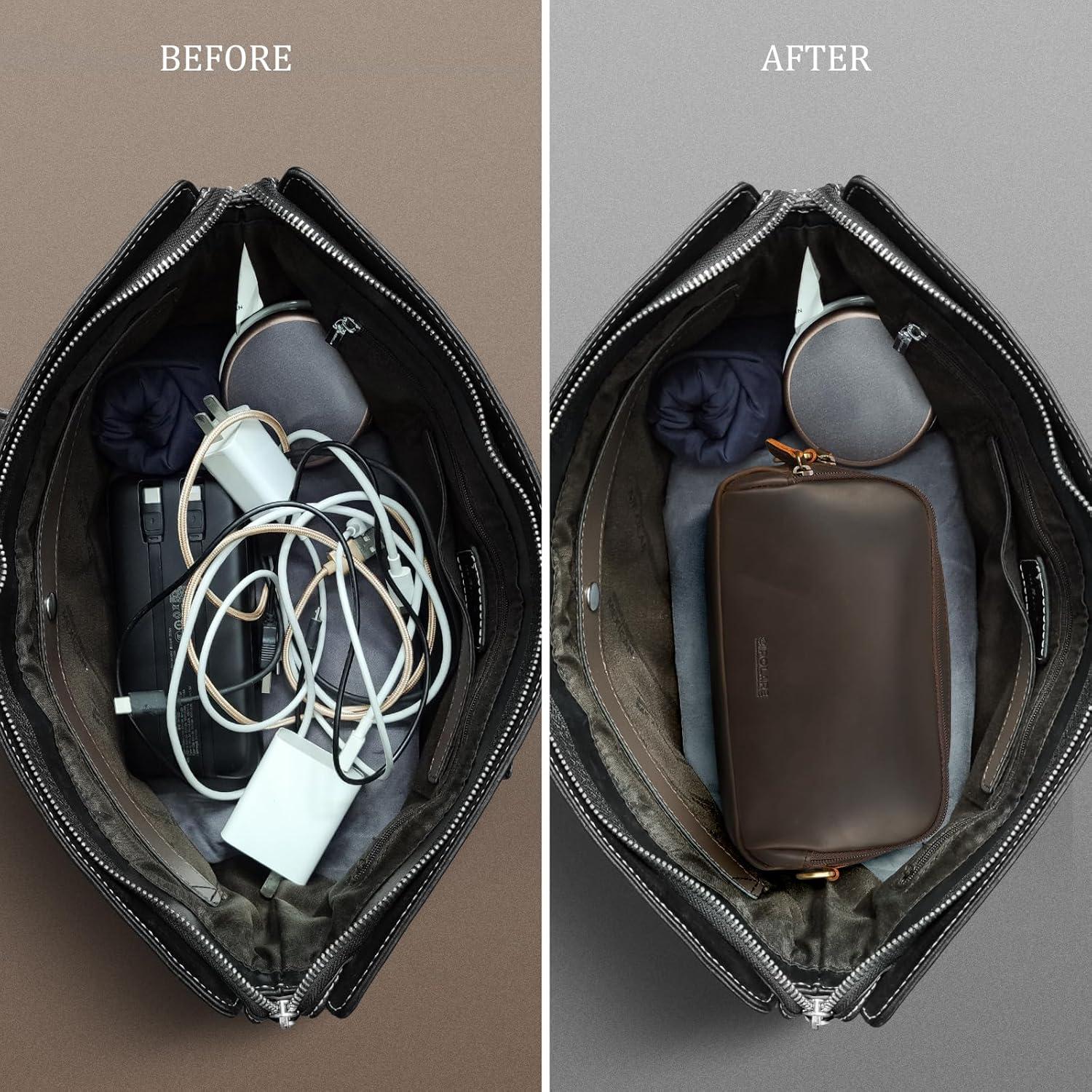 Organizador de Cables de Cuero Polare - 25x8x14.5 cm