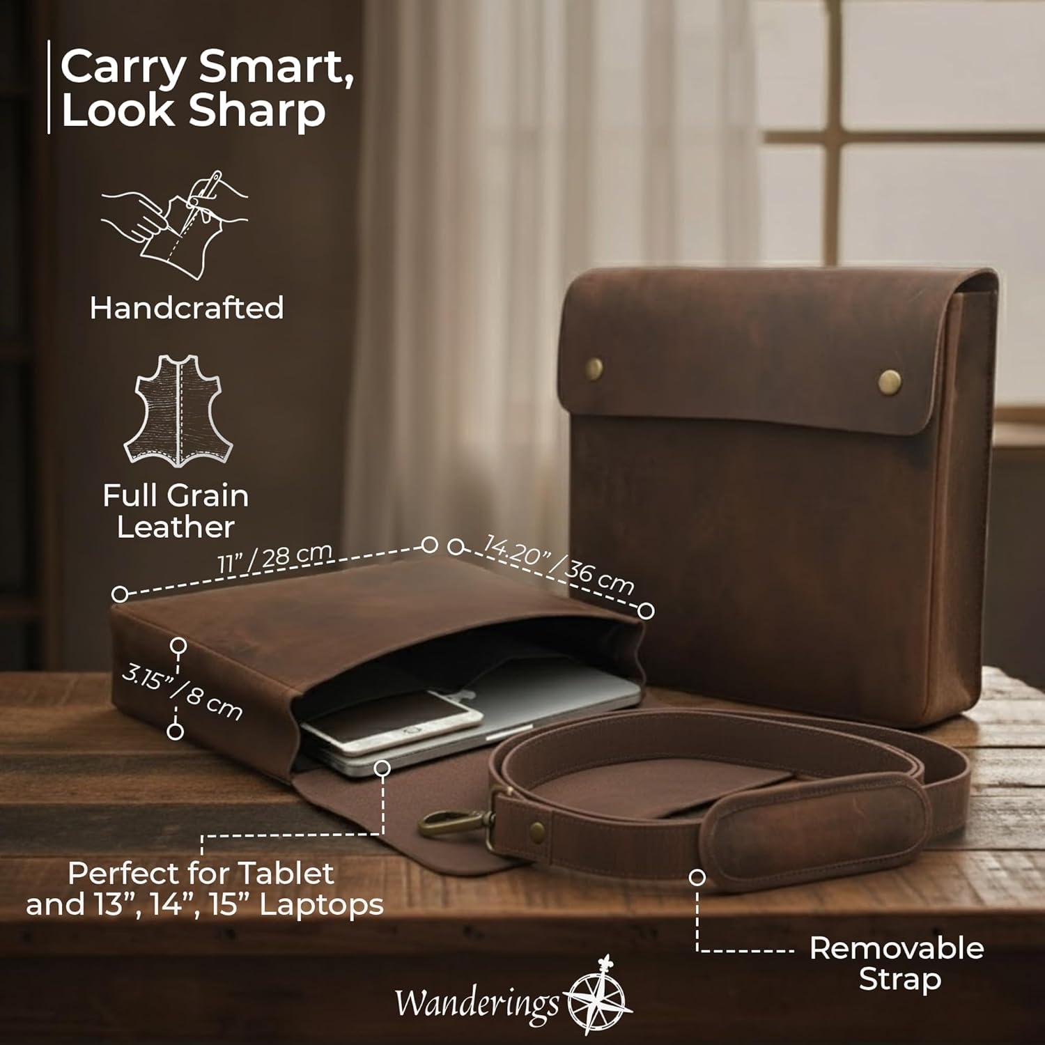 Carpeta de Cuero Wanderings FML - Organizador de Documentos 36x28 cm