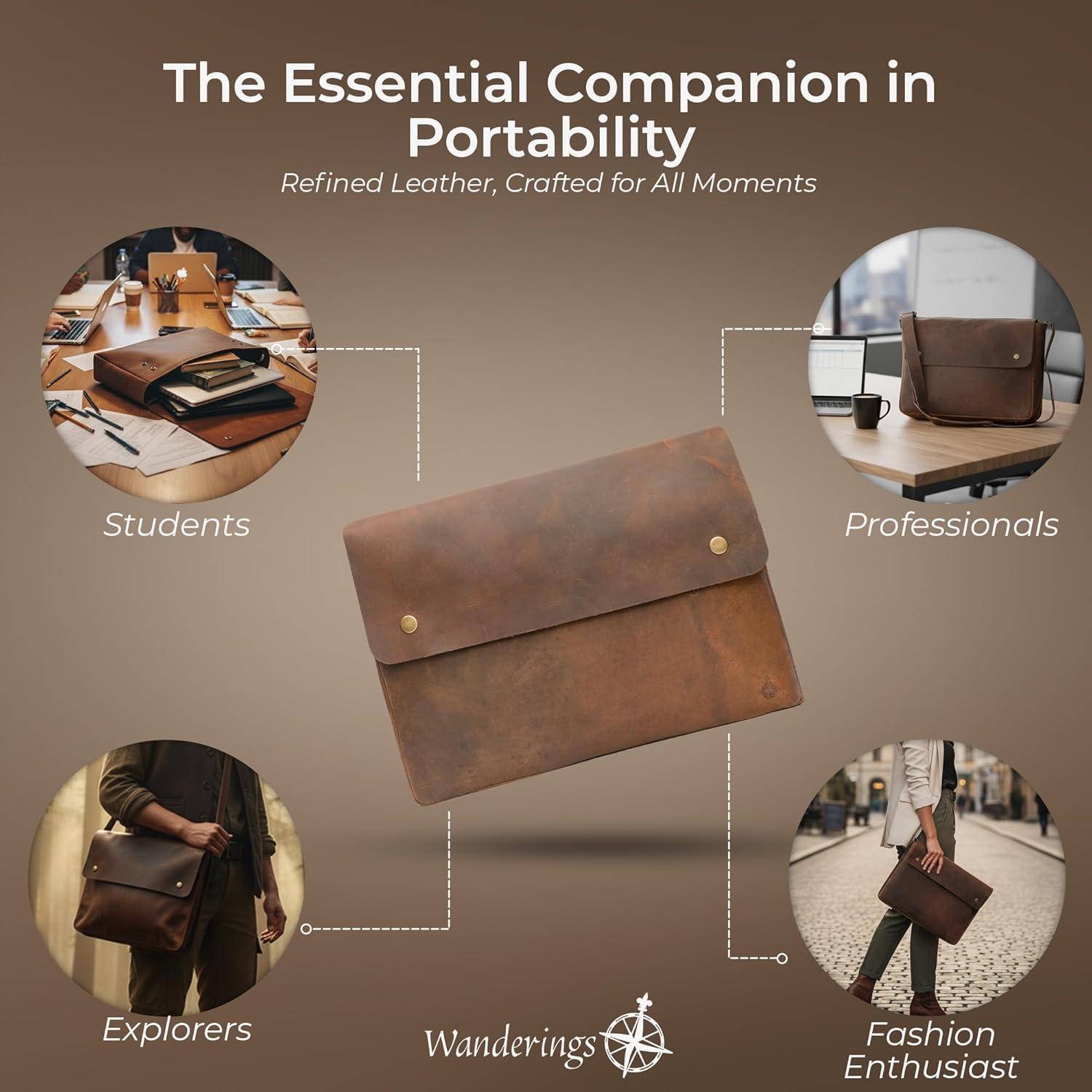 Carpeta de Cuero Wanderings FML - Organizador de Documentos 36x28 cm