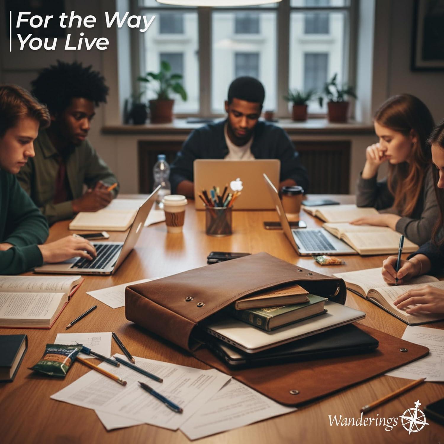 Carpeta de Cuero Wanderings FML - Organizador de Documentos 36x28 cm