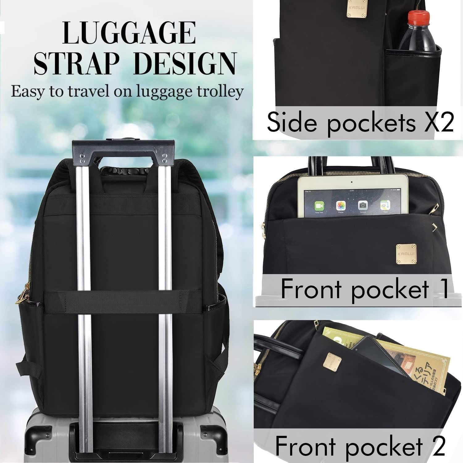 Mochila para Laptop Slim Travel Nylon Negro 15.6" Resistente al Agua