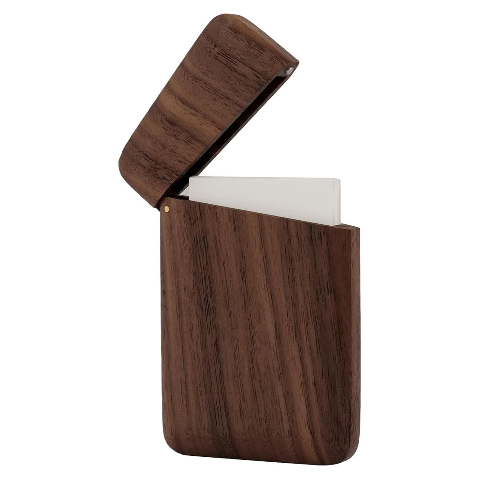 Soporte de Tarjetas de Negocios de Madera MDW Nuez Negra