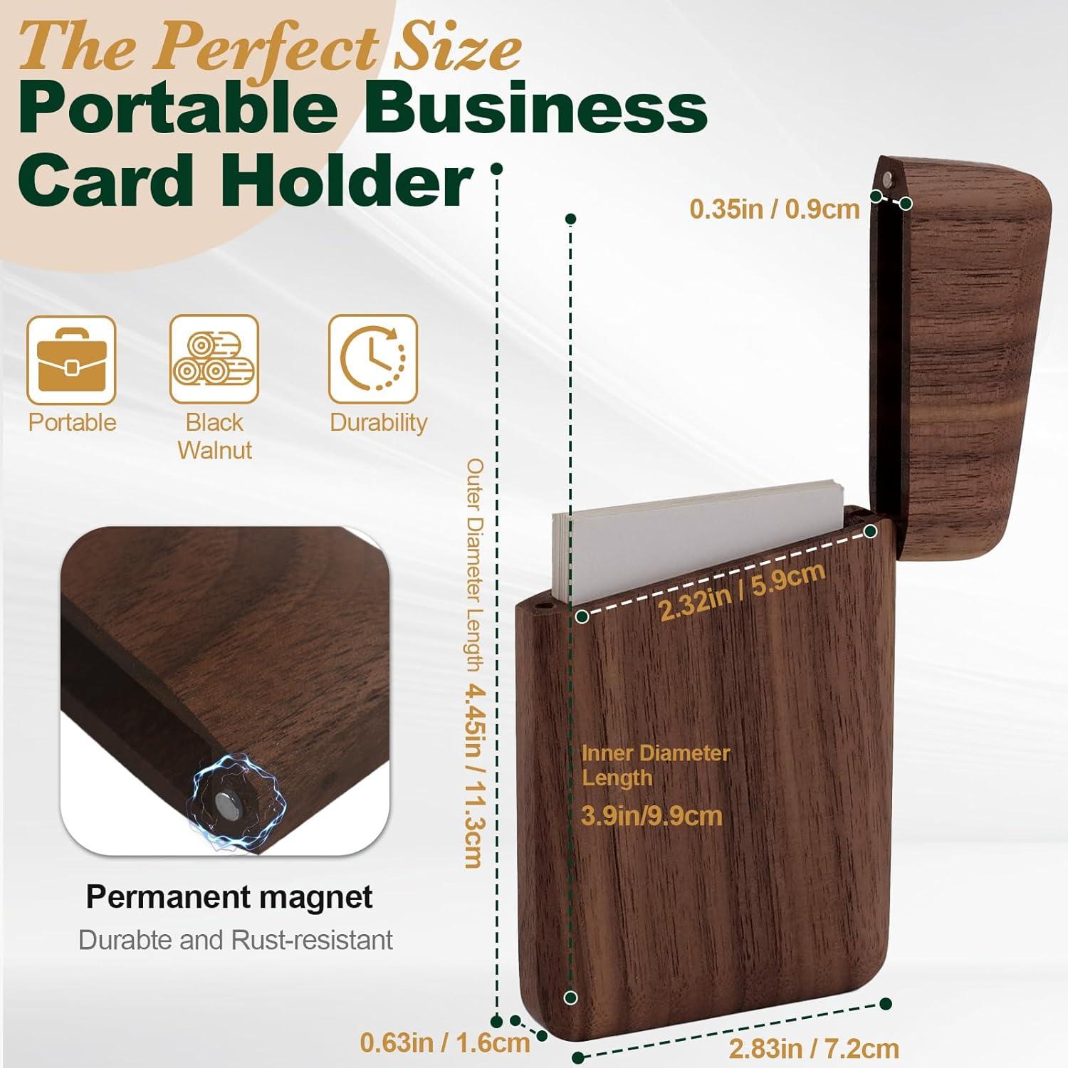 Soporte de Tarjetas de Negocios de Madera MDW Nuez Negra