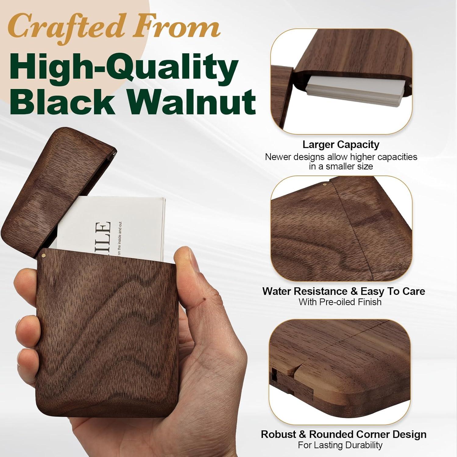 Soporte de Tarjetas de Negocios de Madera MDW Nuez Negra