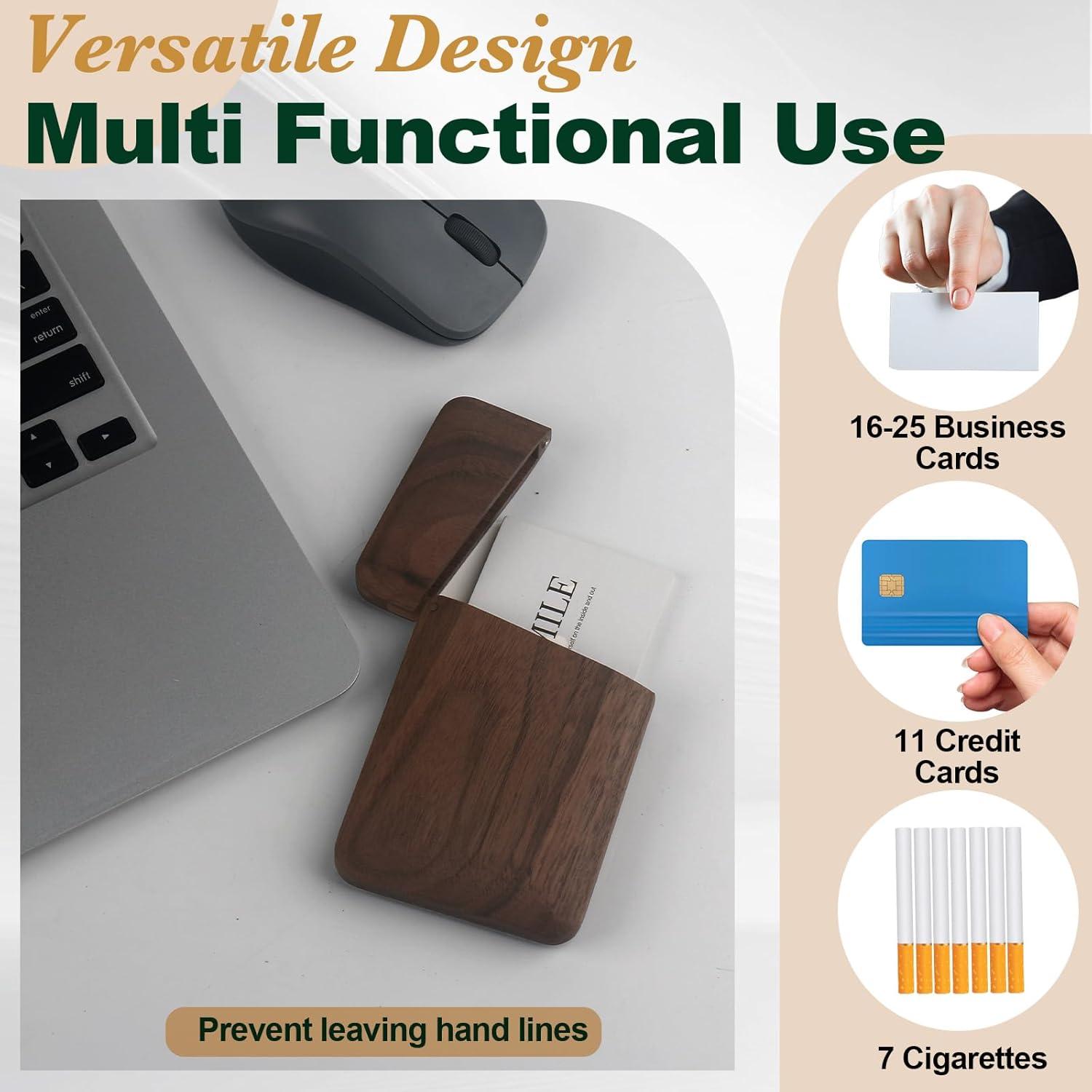 Soporte de Tarjetas de Negocios de Madera MDW Nuez Negra