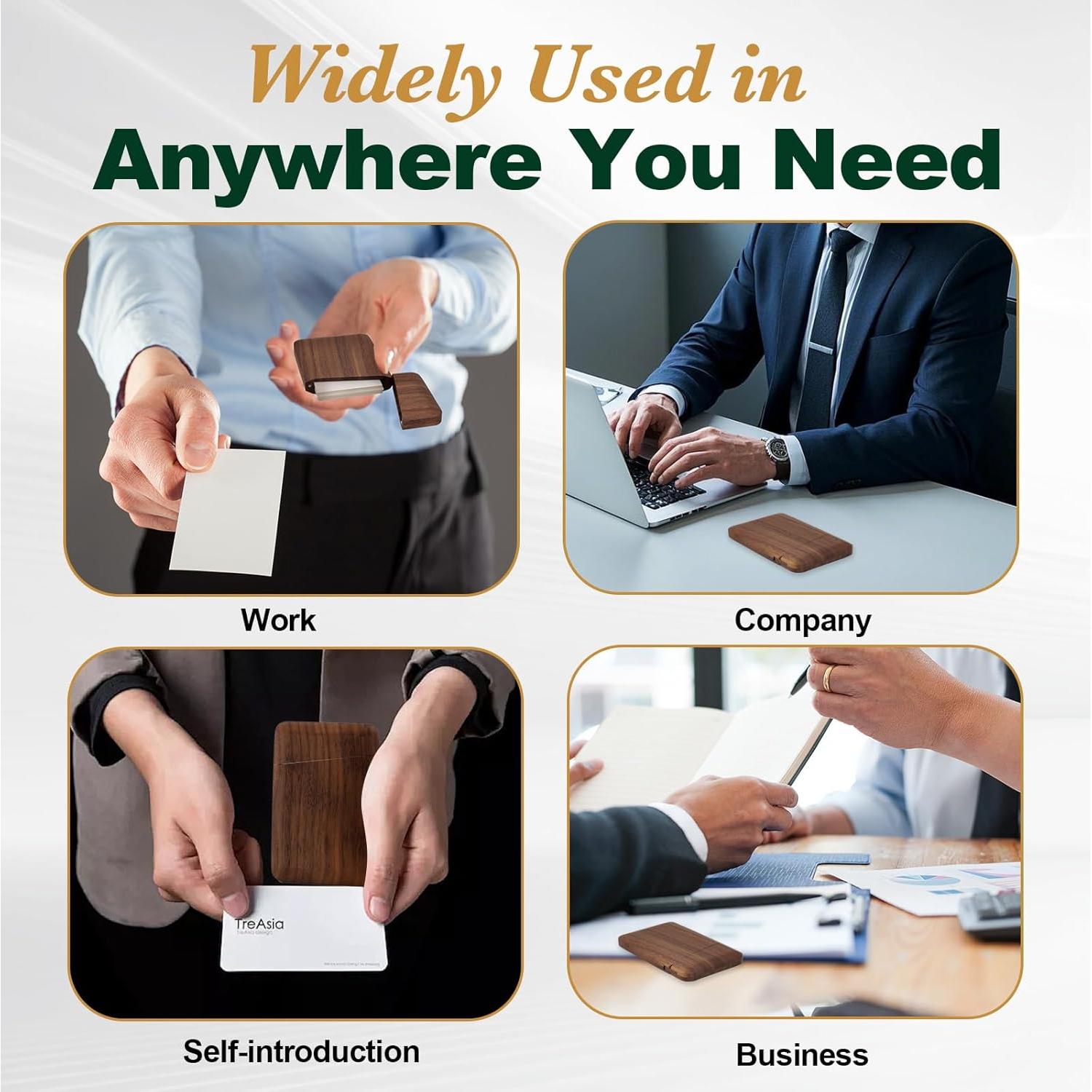 Soporte de Tarjetas de Negocios de Madera MDW Nuez Negra