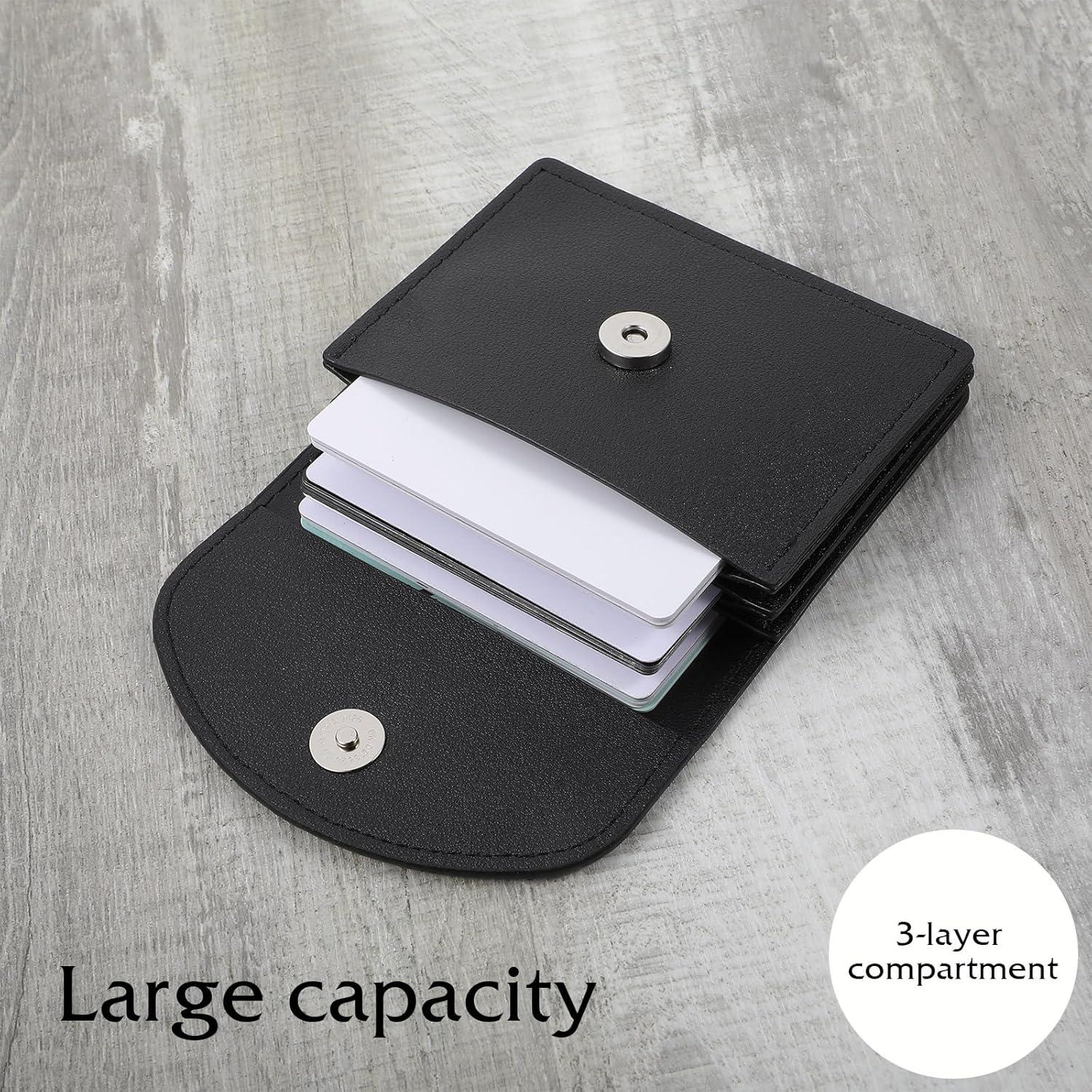 Portafolios de Tarjetas de Negocios Piriuuo Cuero PU Negro