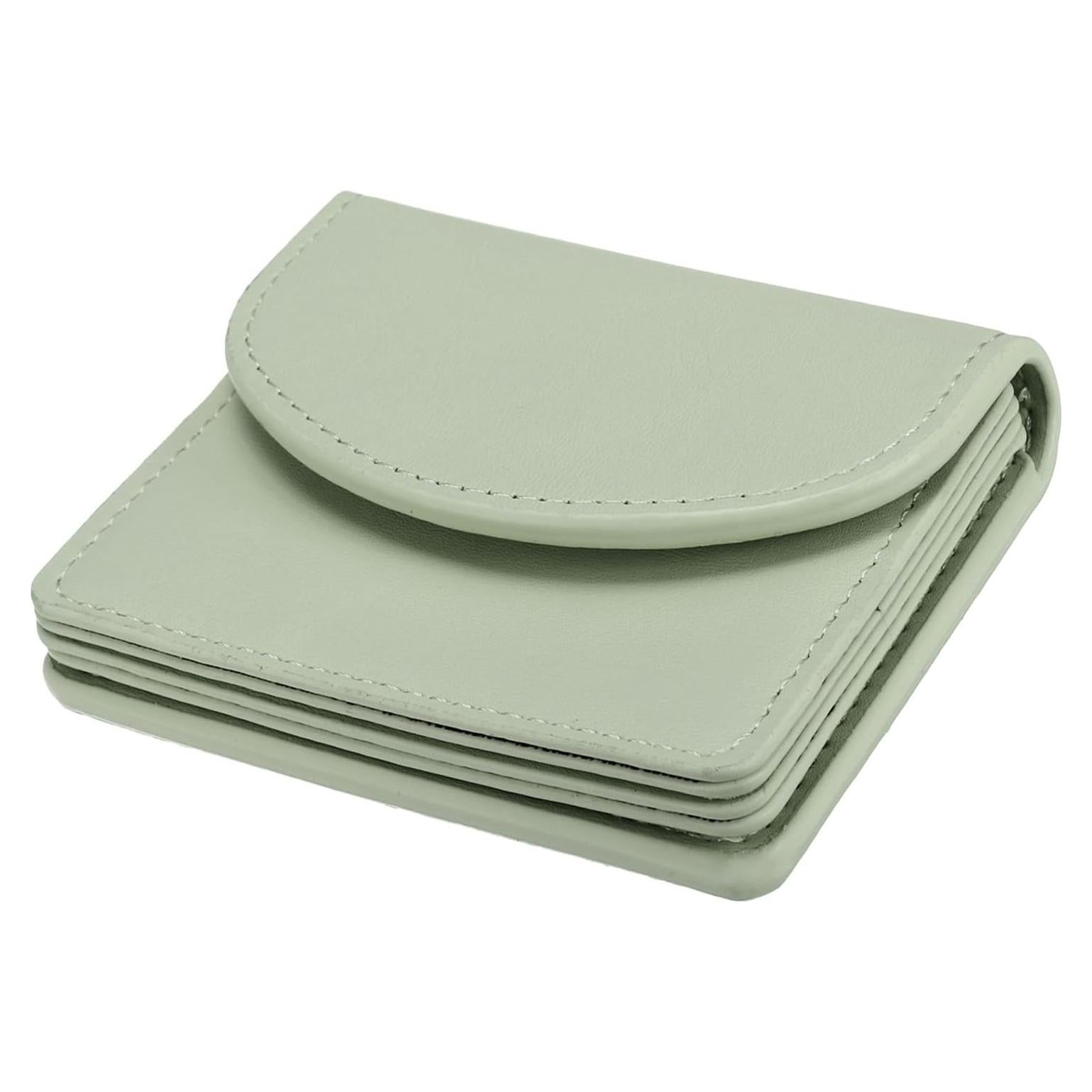 Funda de Tarjetas de Negocios uxcell Verde de Cuero PU Compacta