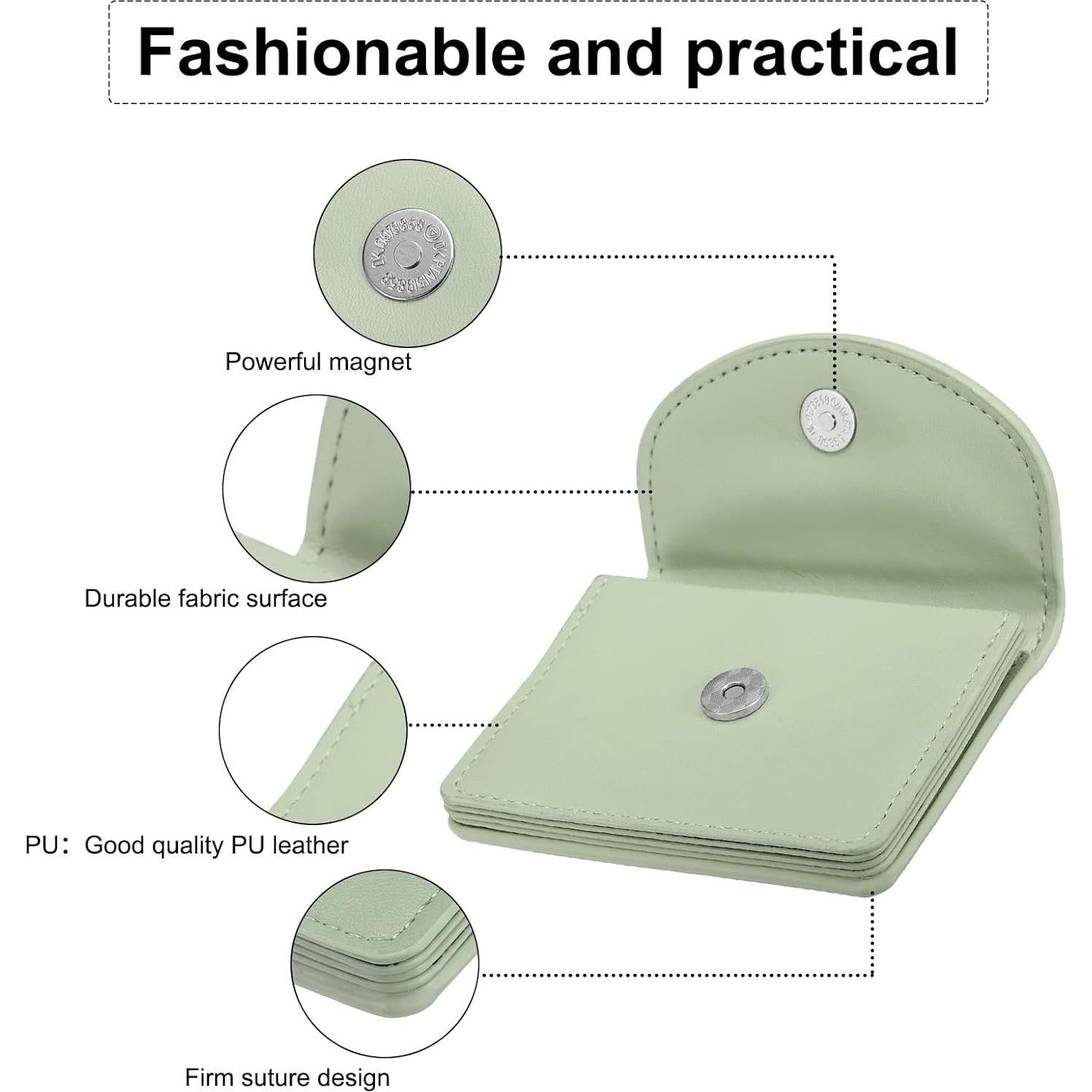 Funda de Tarjetas de Negocios uxcell Verde de Cuero PU Compacta