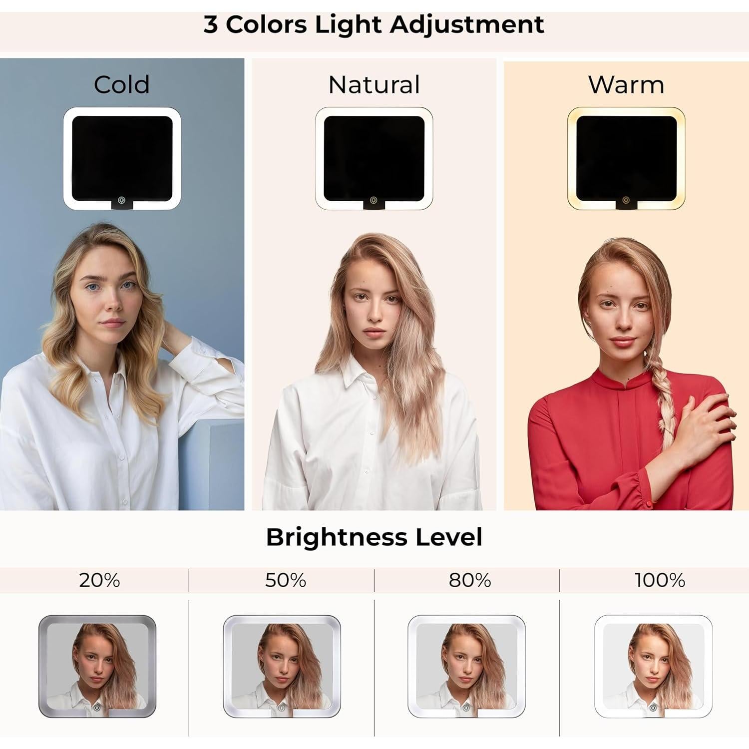 Estuche de Maquillaje LED BeautyOnBoard - 3 Brillos Ajustables