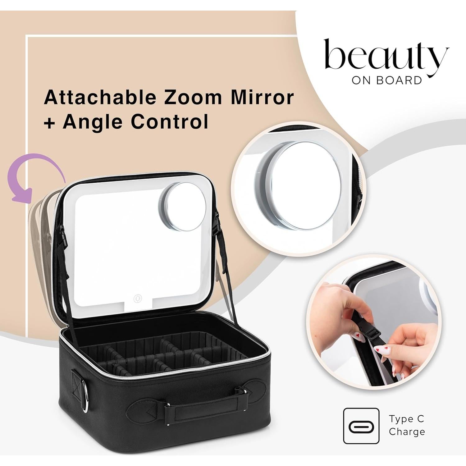 Estuche de Maquillaje LED BeautyOnBoard - 3 Brillos Ajustables