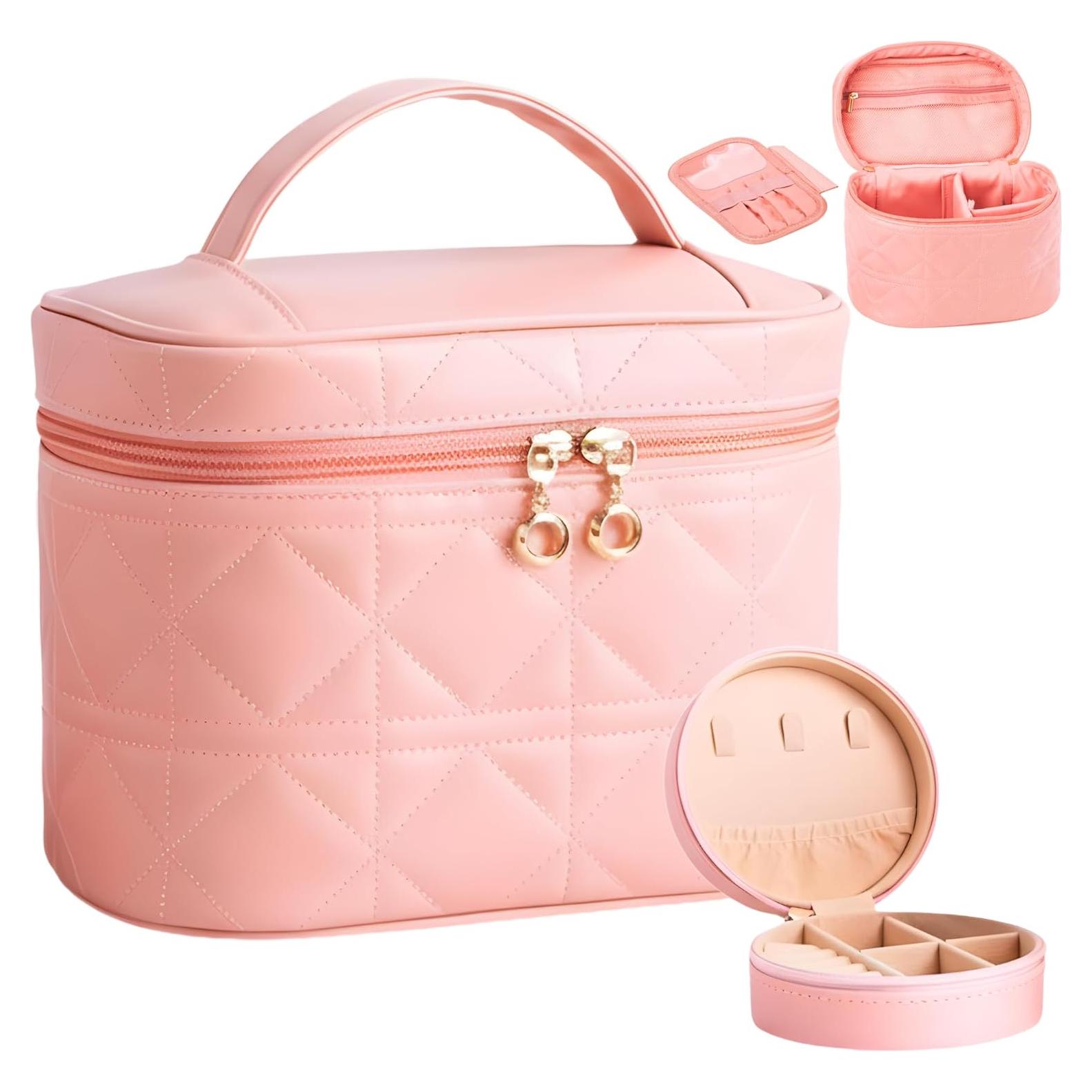 Bolsa de Maquillaje Rosa Nestoro con Estuche de Joyería Acolchado