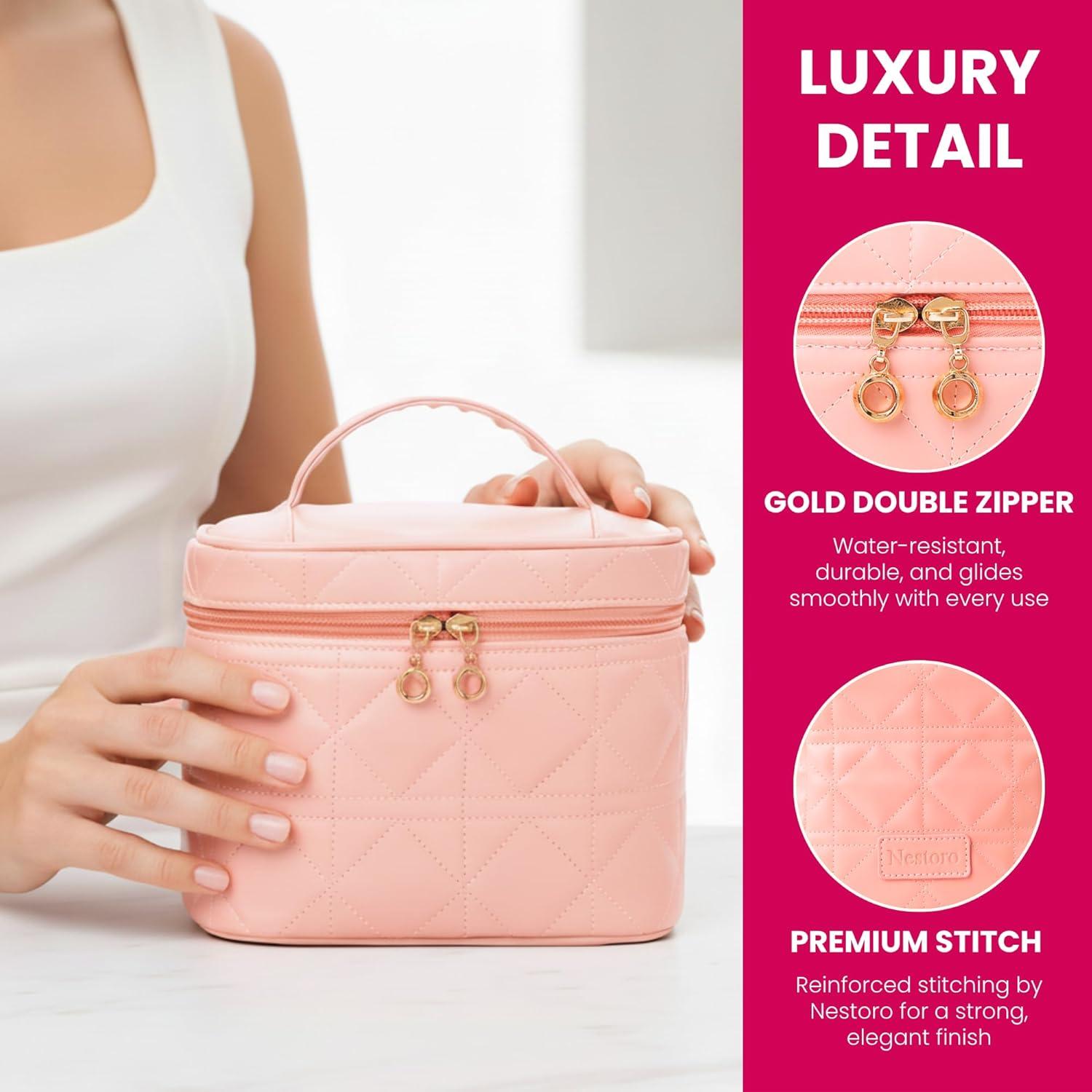 Bolsa de Maquillaje Rosa Nestoro con Estuche de Joyería Acolchado