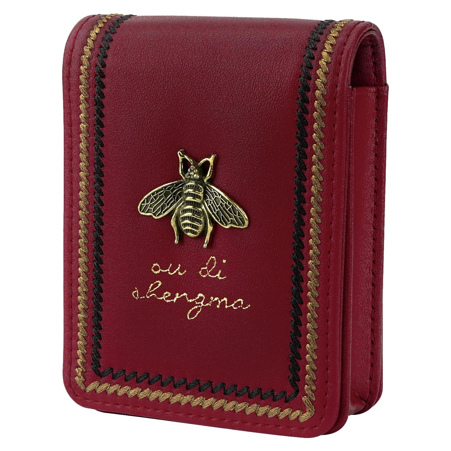 Estuche de Labial Mini JANKOW en Cuero Rojo con Espejo