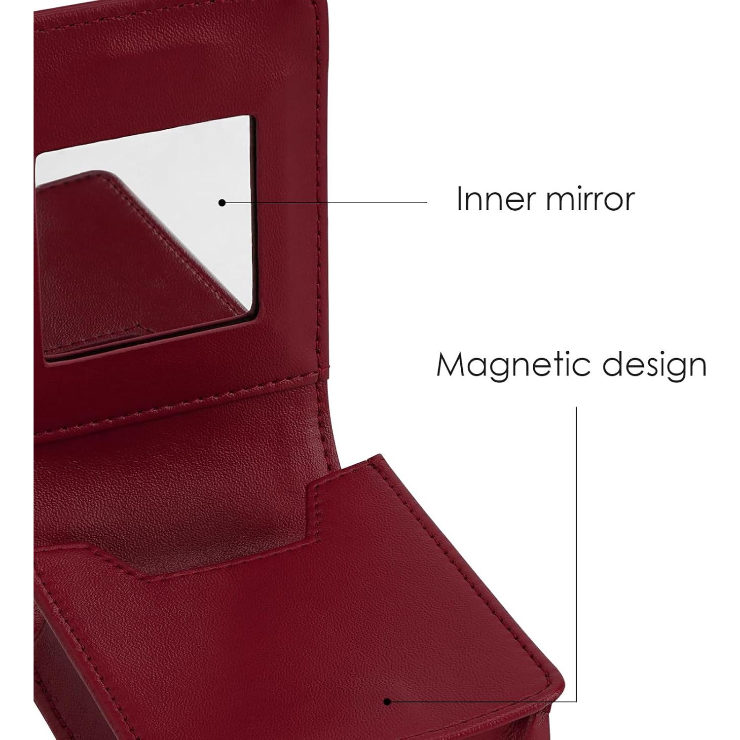 Estuche de Labial Mini JANKOW en Cuero Rojo con Espejo